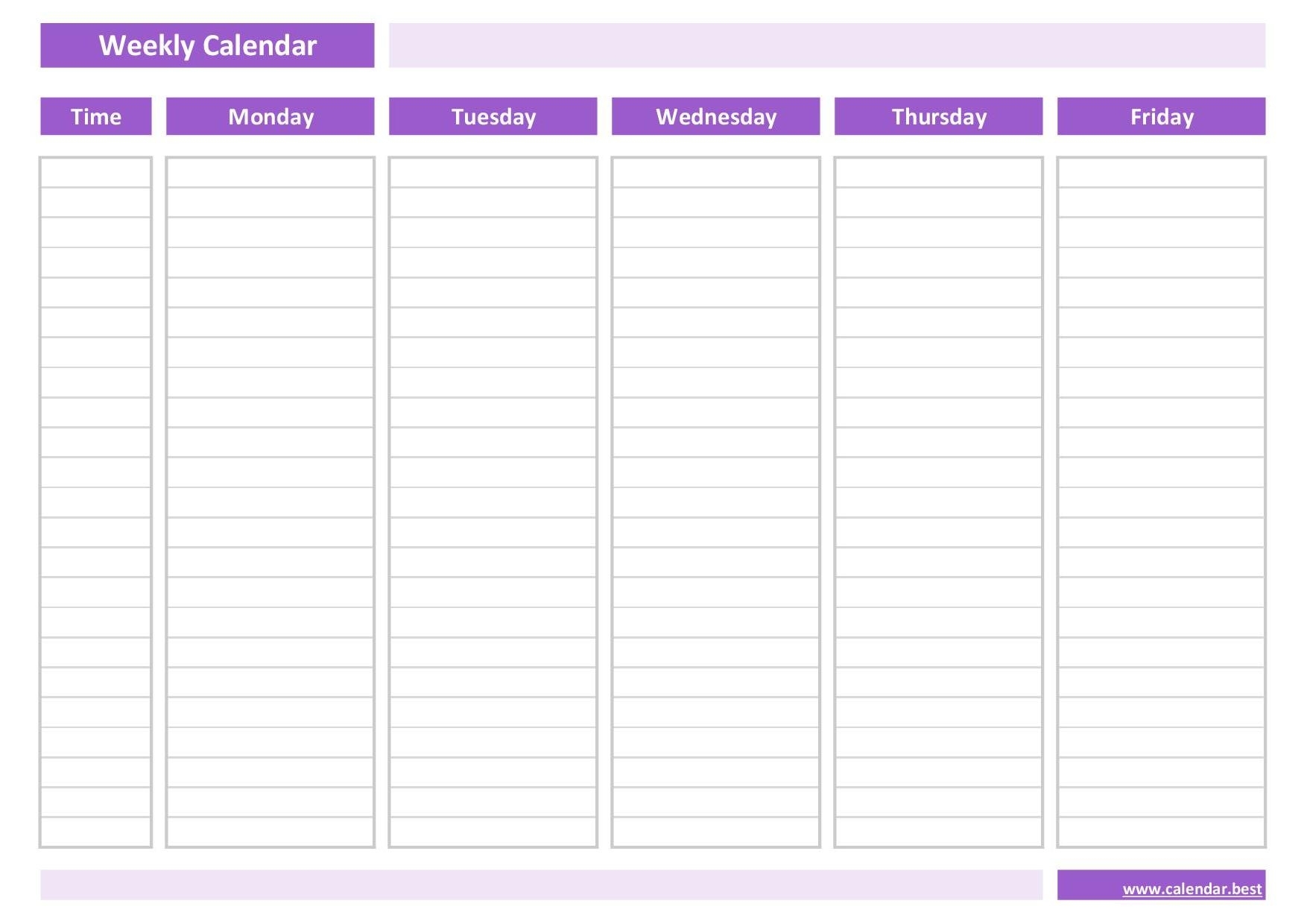 Get Work Week Calendar Printable