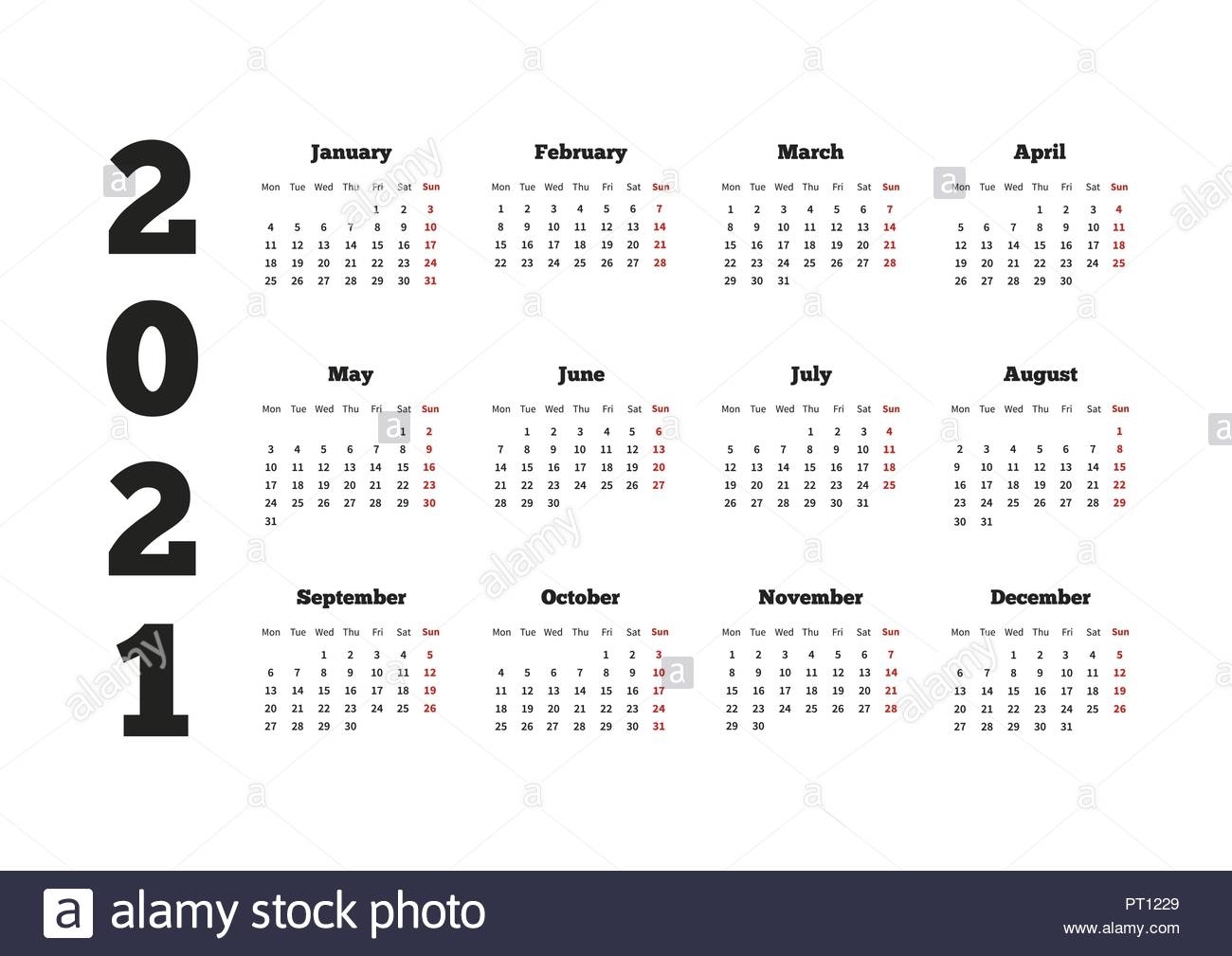 Get Yearly Calendar 2021 Monday To Sunday