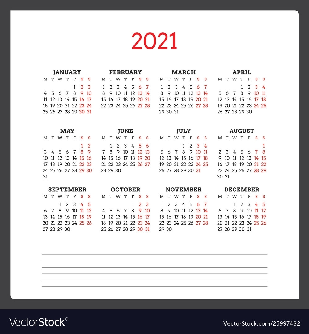 Yearly Calendar 2021 Monday To Sunday Best Calendar Example