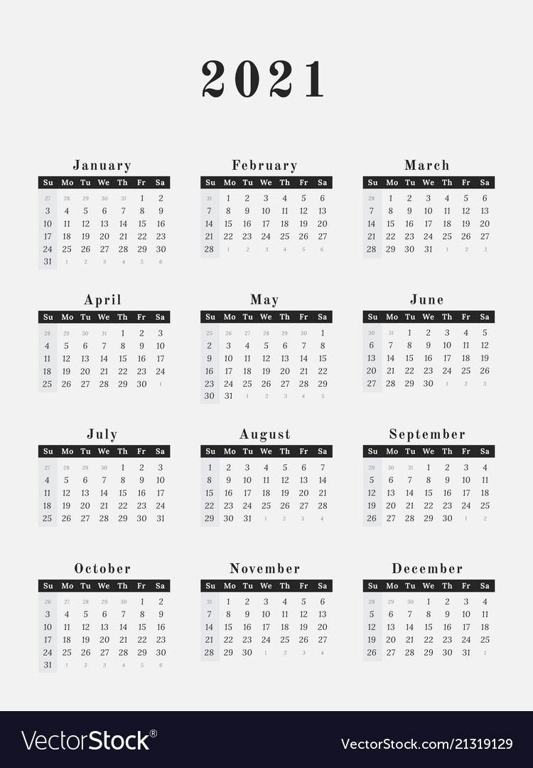 Get Yearly Calendar 2021 Monday To Sunday