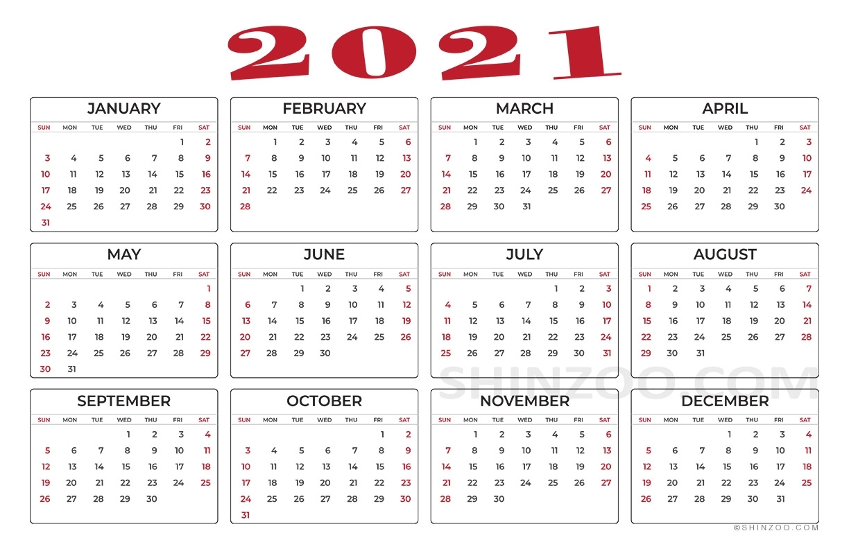 Pick 11X17 Printable Calendar 2021