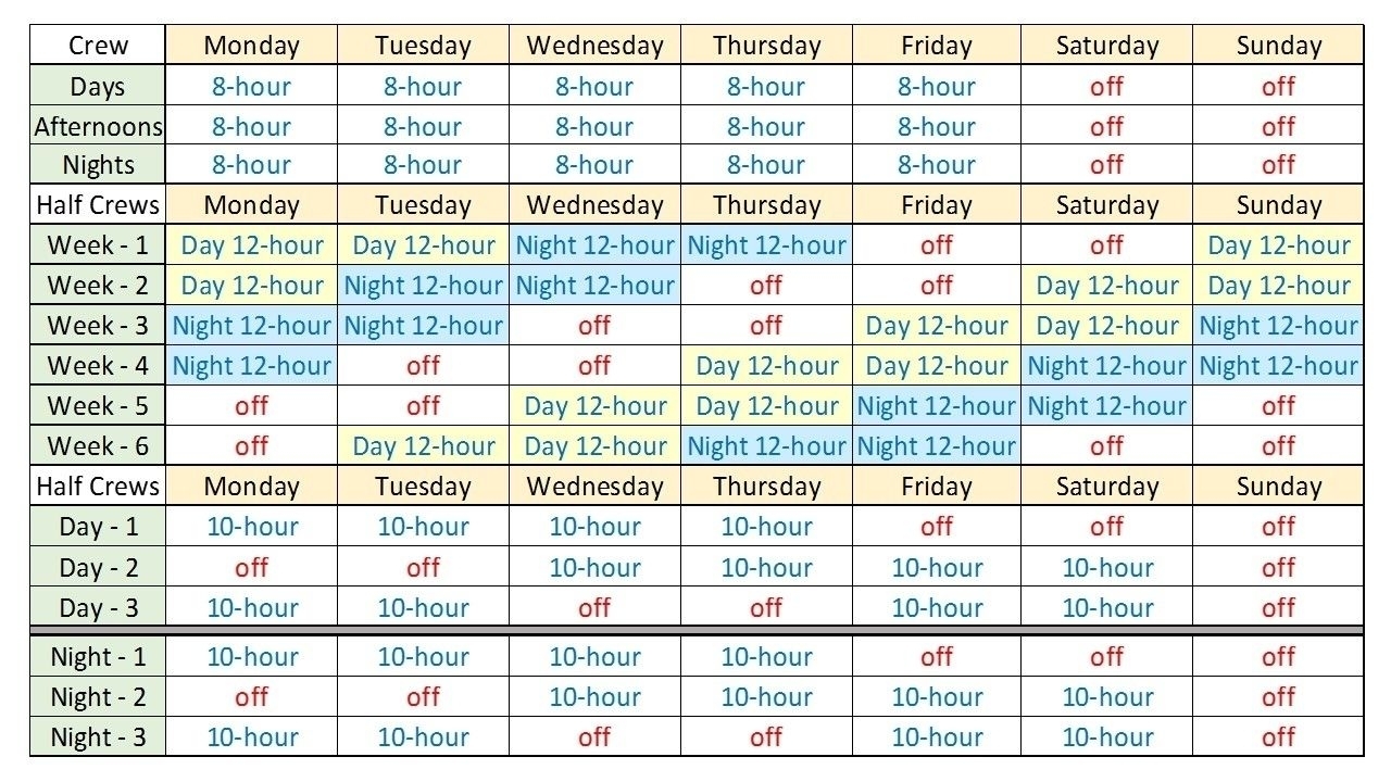 Pick 12 Hour Shift Schedule Free