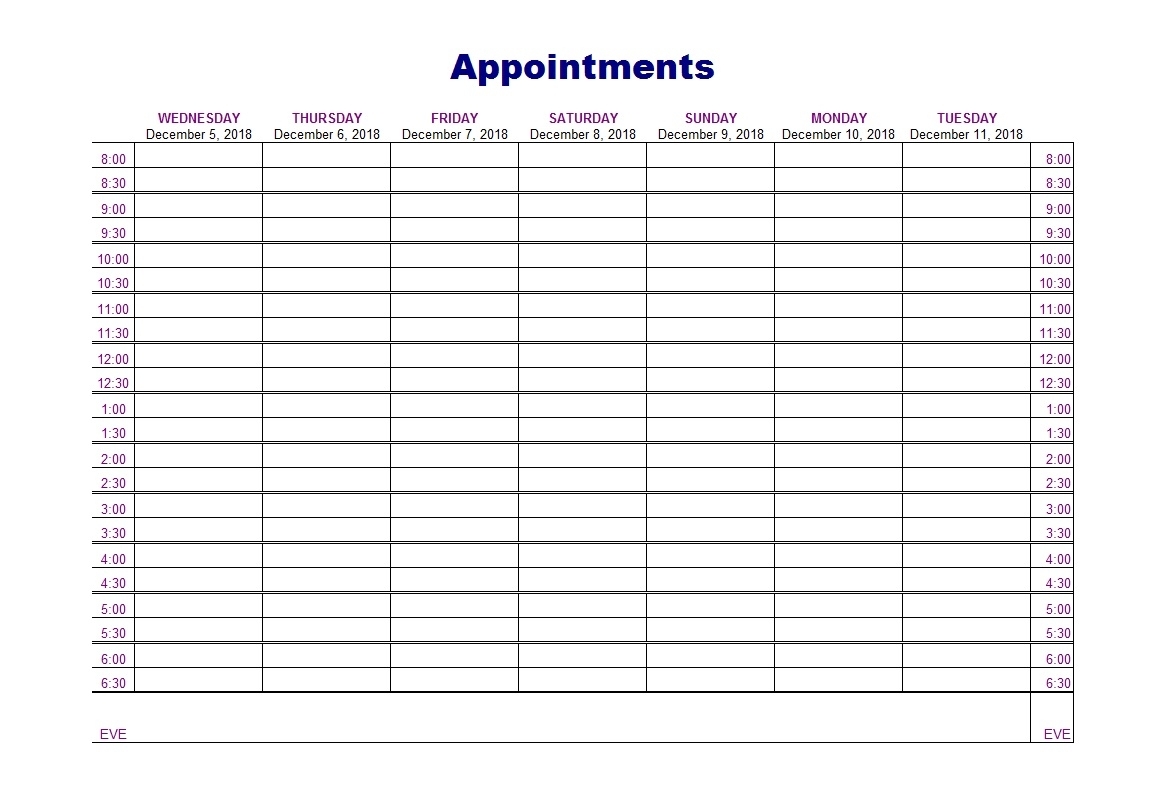 15 Min Schedule Appointment Template Best Calendar Example