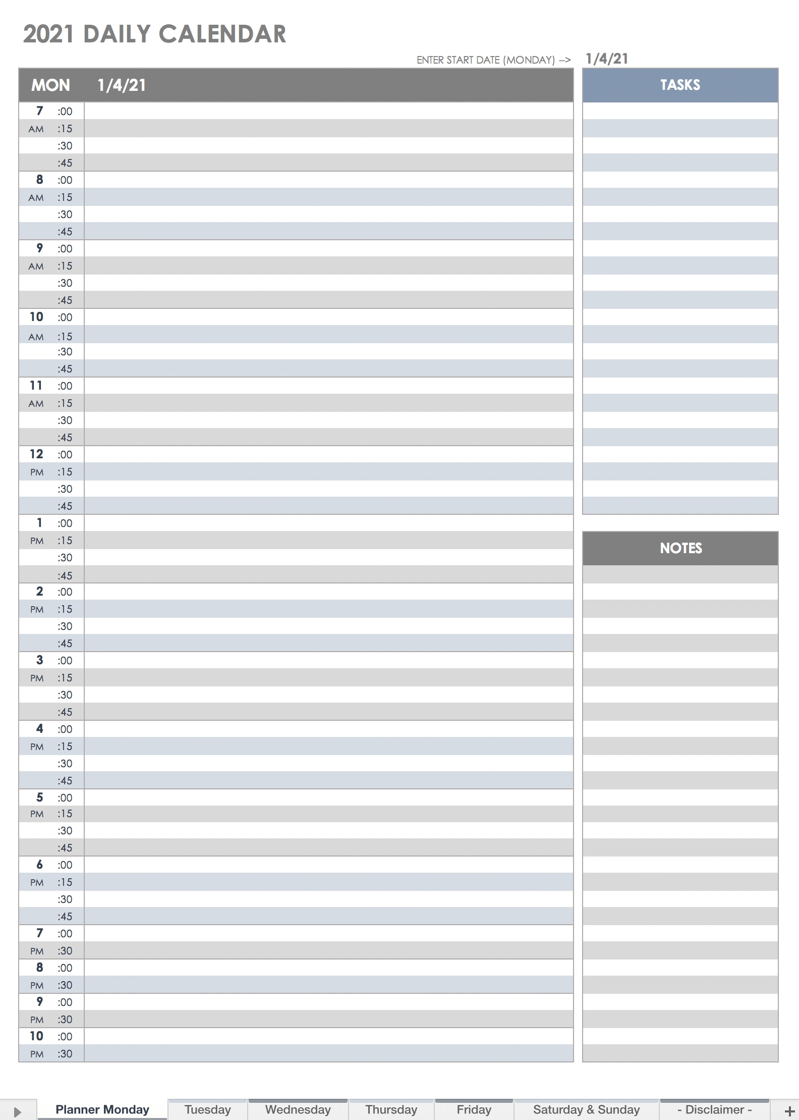 Pick 15 Minute Appointment Sheet