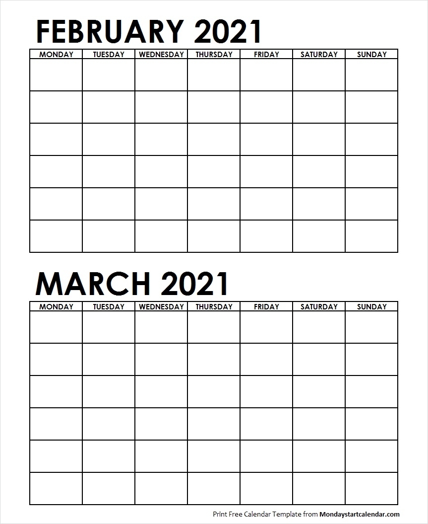 Pick 2 Month Printable Calendar 2021