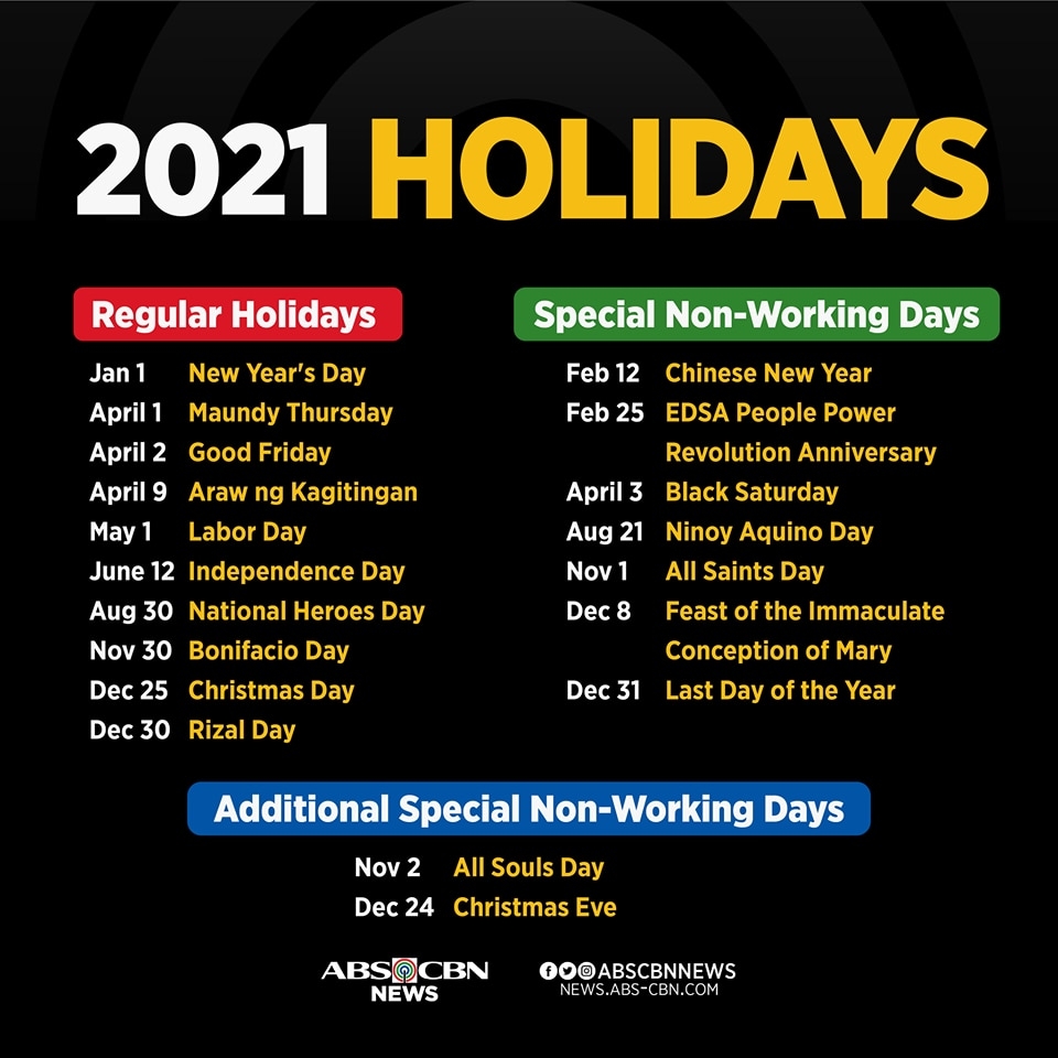 Pick 2021 Calendar Philippine Holidays