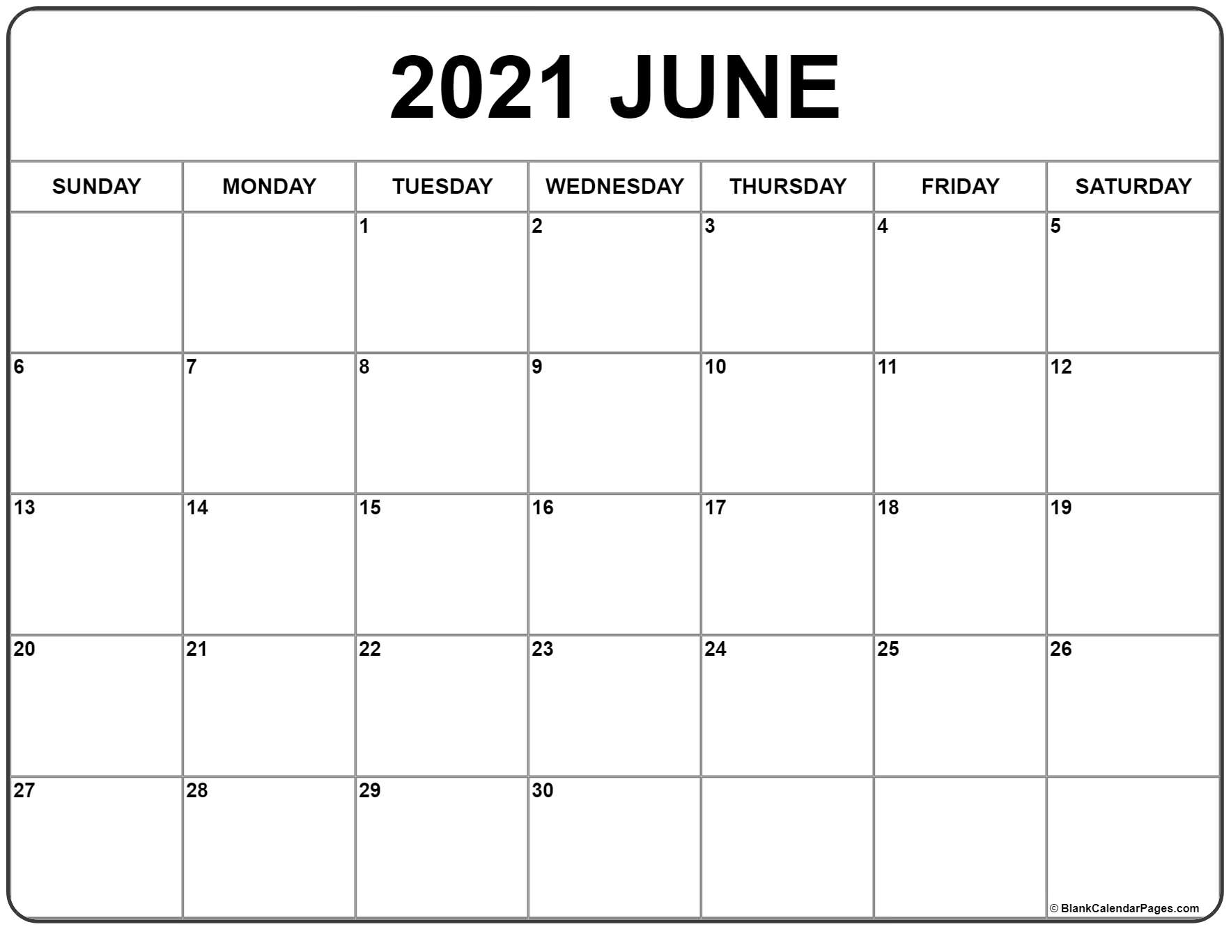 Pick 2021 June Calendars To Print Without Downloading