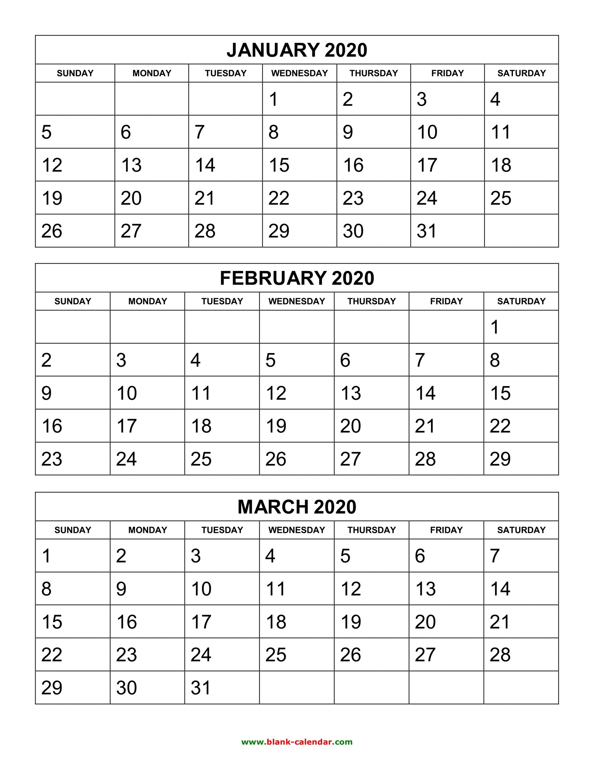 Pick 3 Month Calendar Template