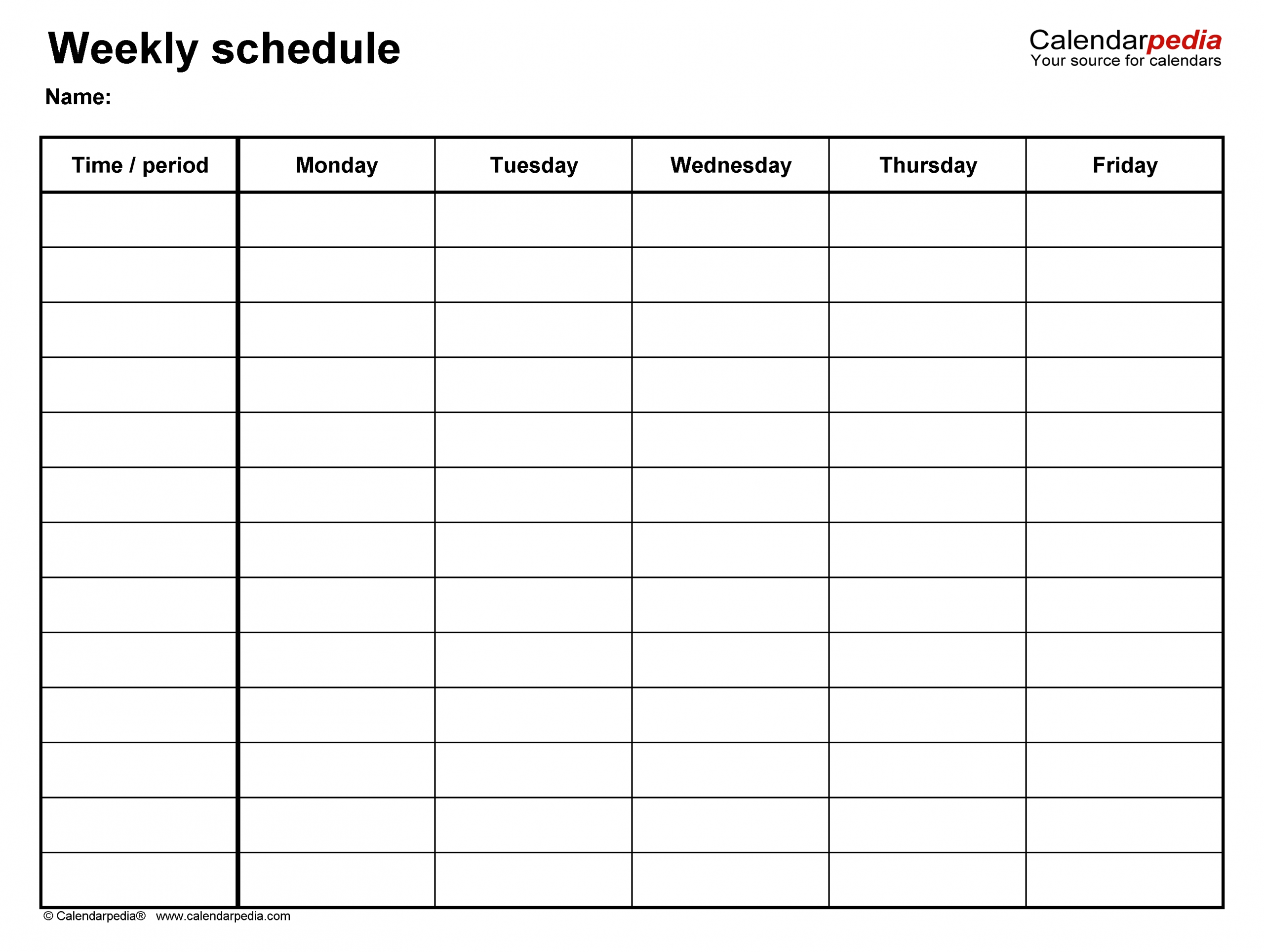 Pick 5 Day Calendar For Microsoft Word