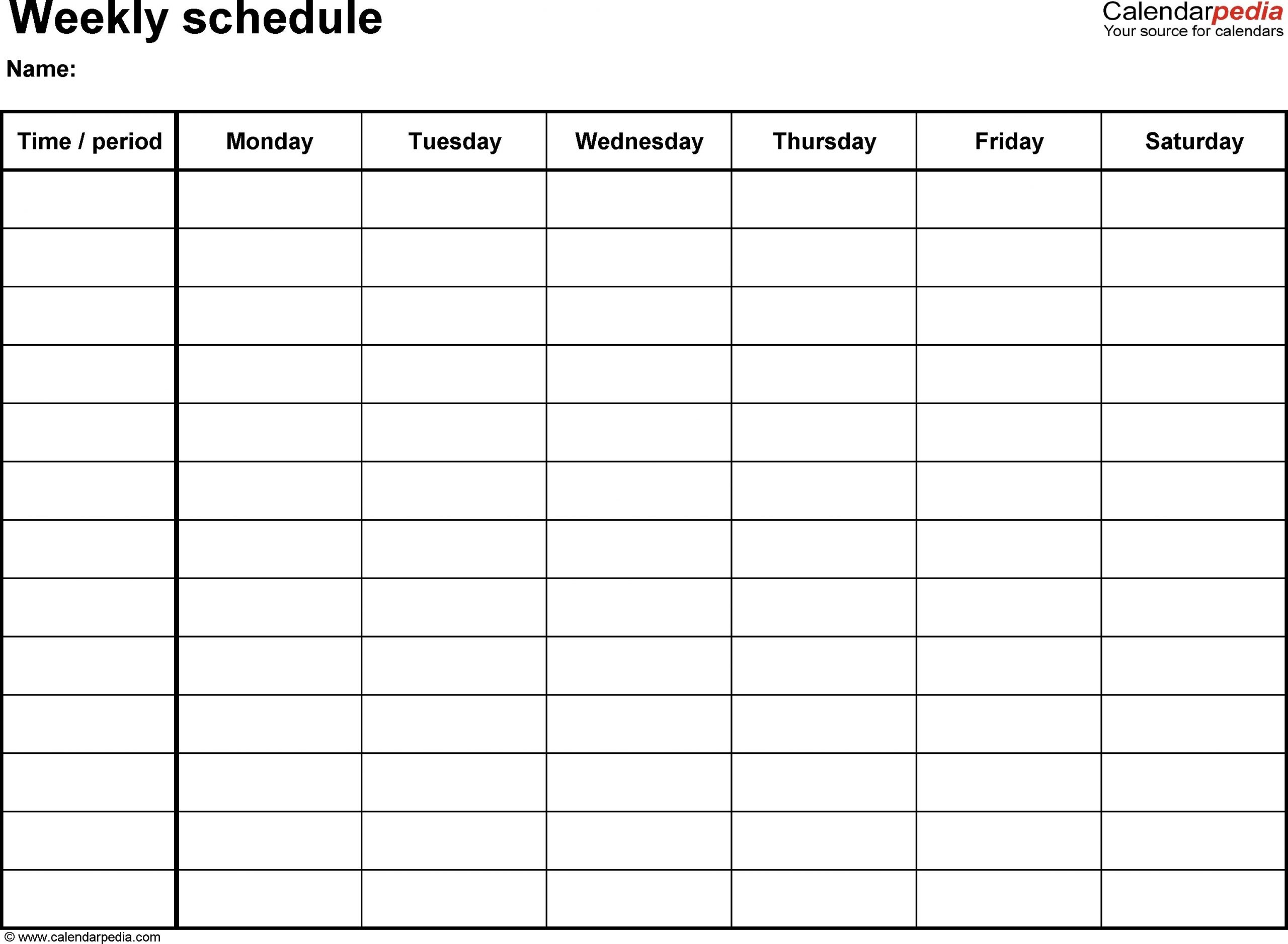 Pick 6 Week Blank Schedule