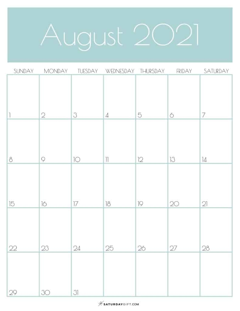Pick 8X11 Printable August 2021 Calendar
