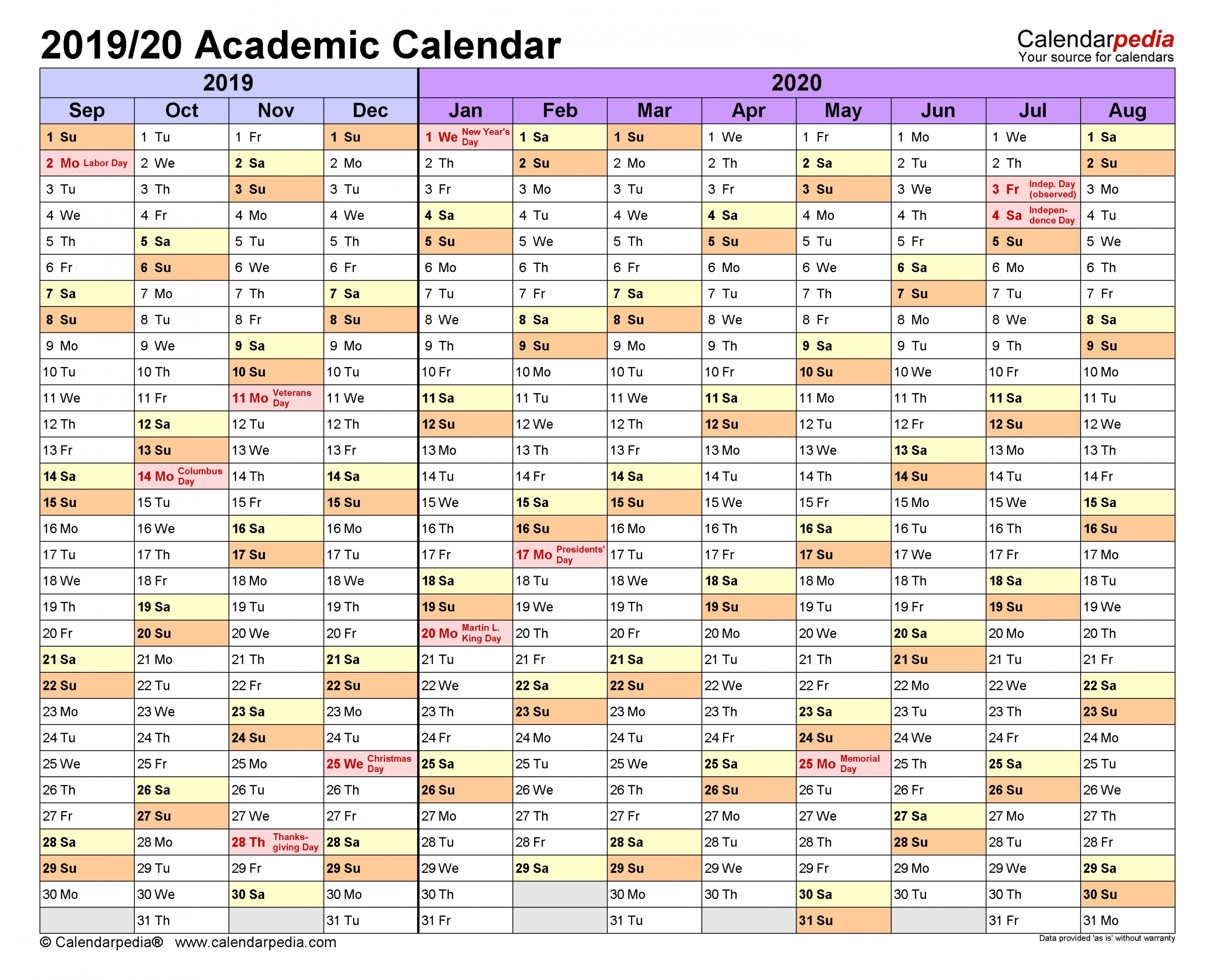Pick Academic Calendar With Space In Dates