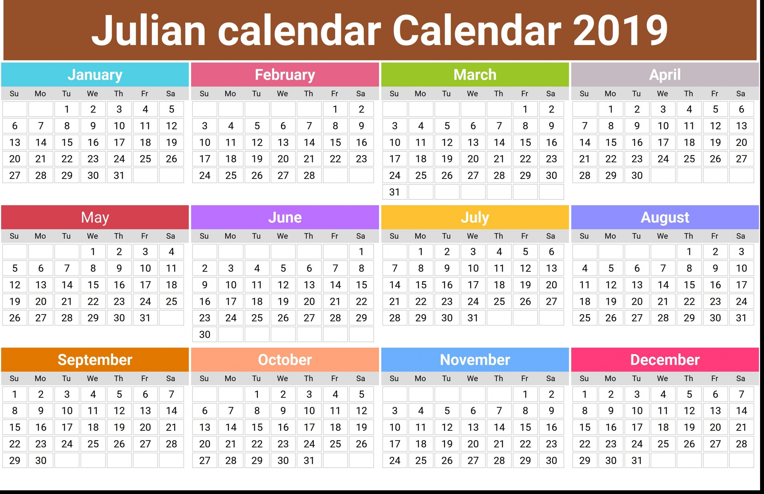 Pick Annual Calendar By Month With Julian Dates