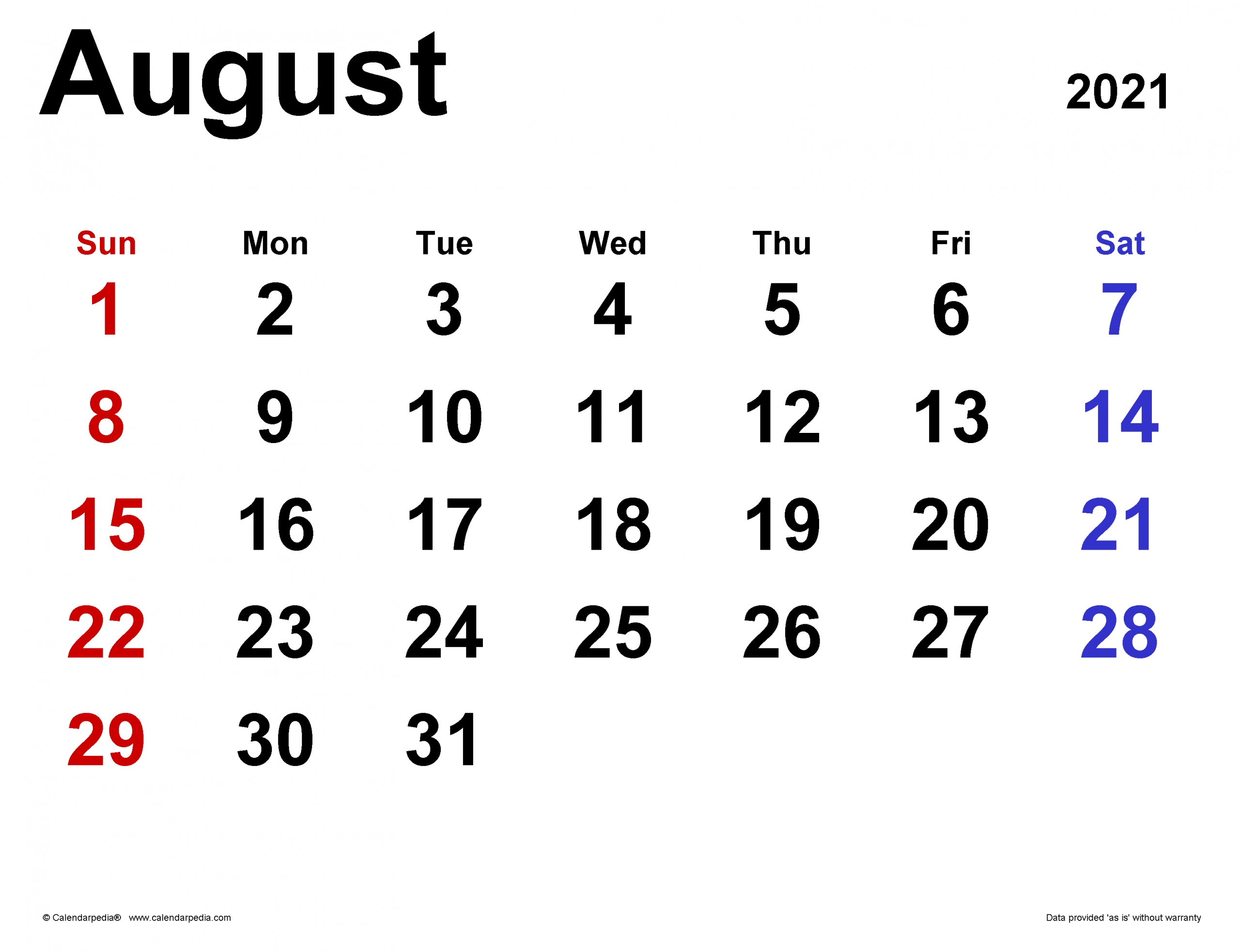 Pick August 2021 Calendar Pdf