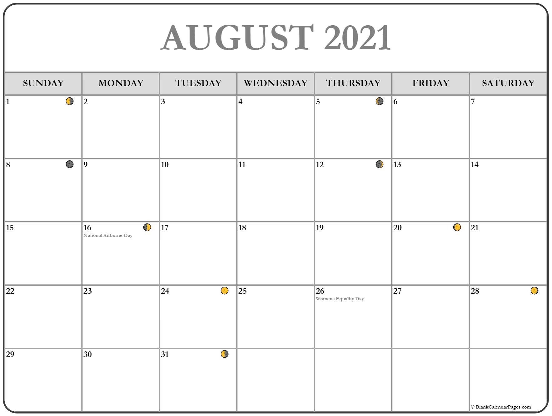 Pick August Calendar 2021 With Moon Cycle