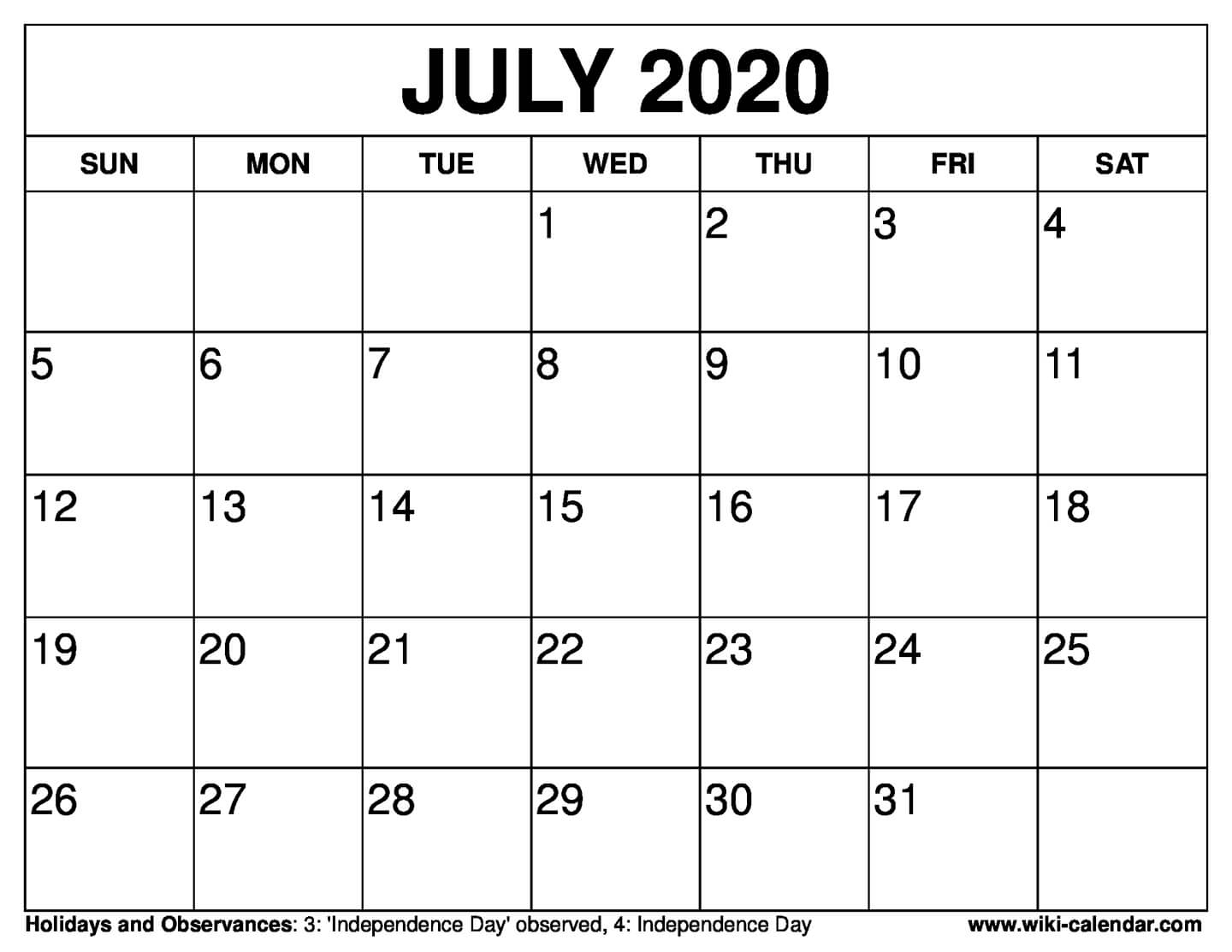 Pick August Calendar Print Out