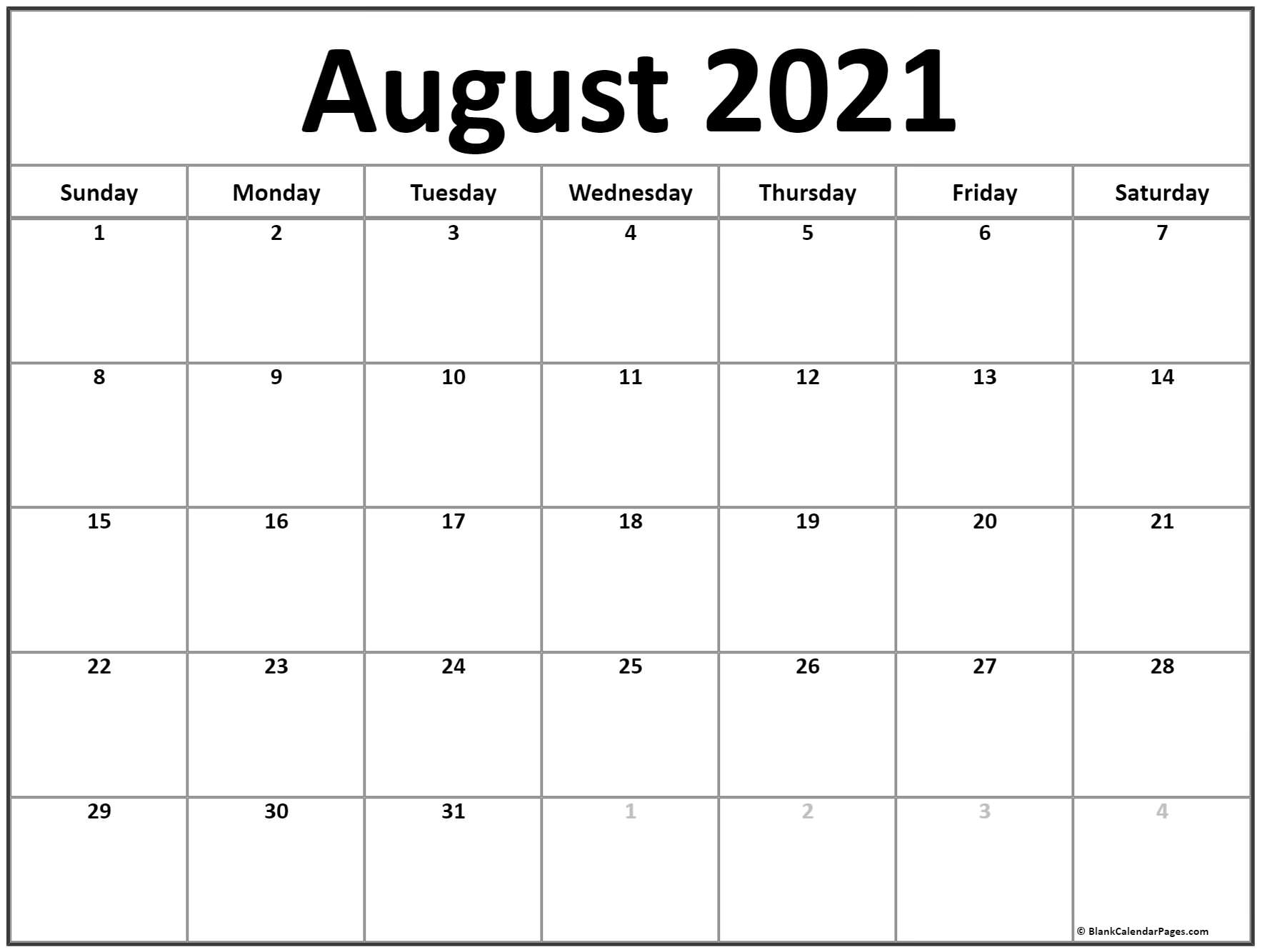 August To December Calendar Template 2021 Best Calendar Example