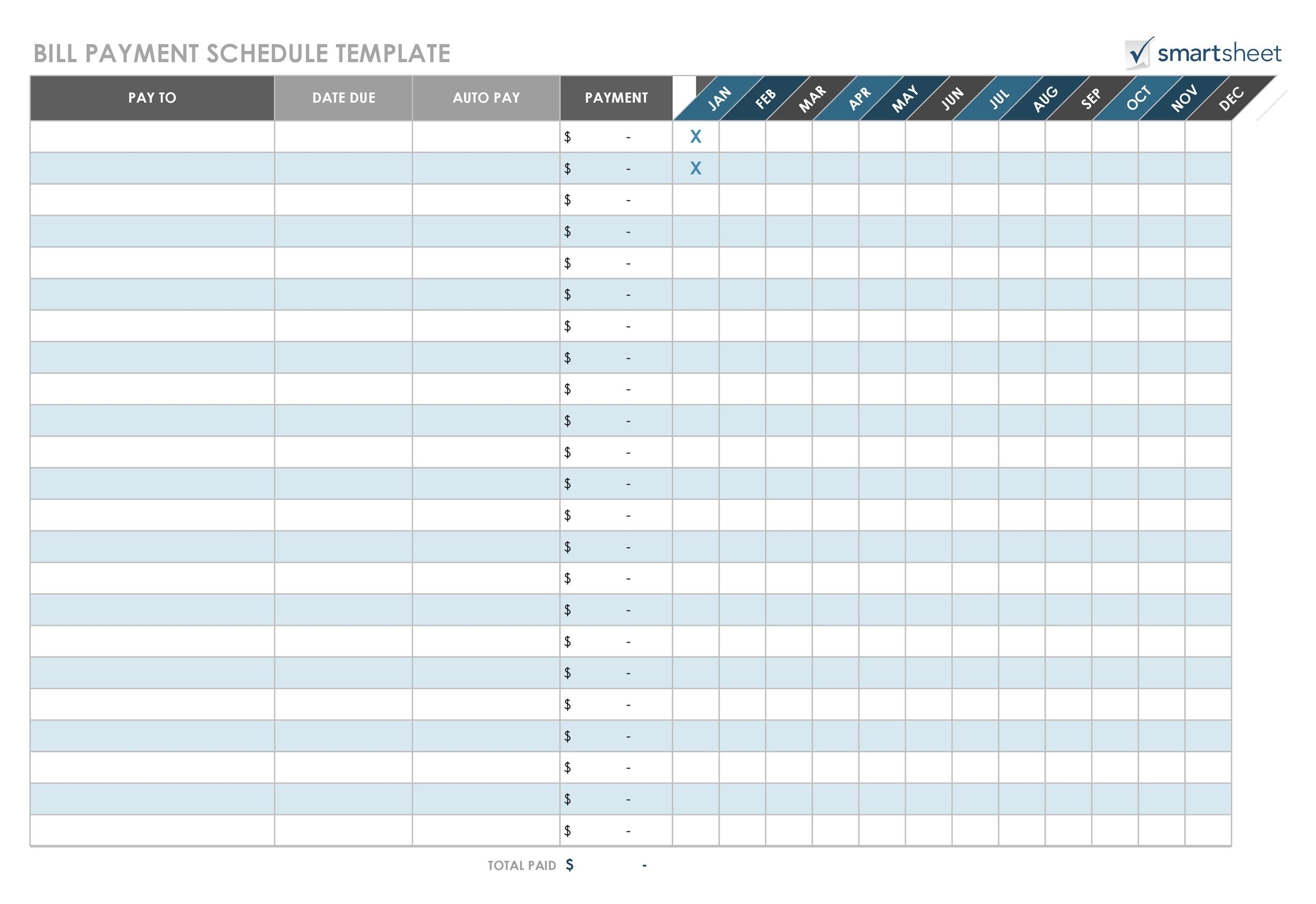 Pick Bill Payment Calendar Free