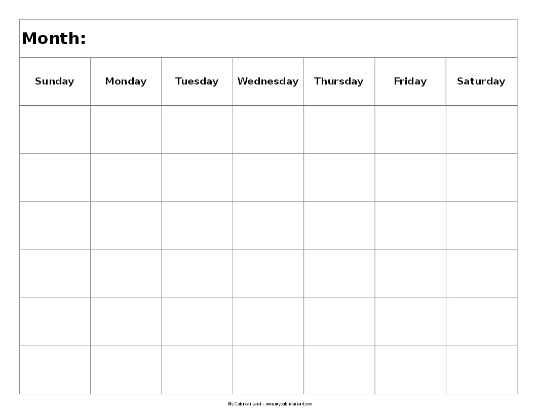 Pick Blank 6 Week Calendar Template