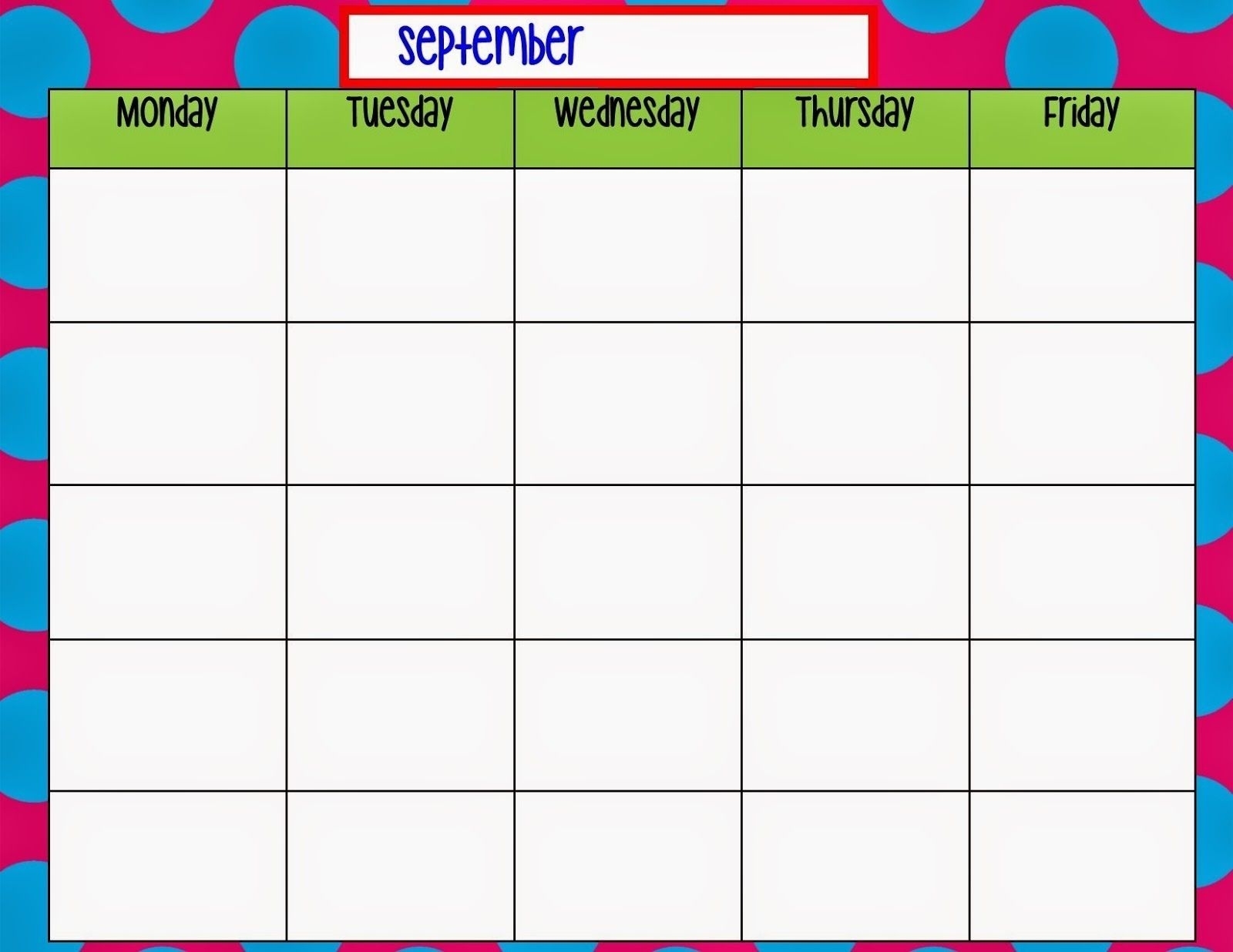 Pick Blank Calendar Chart For Classroom