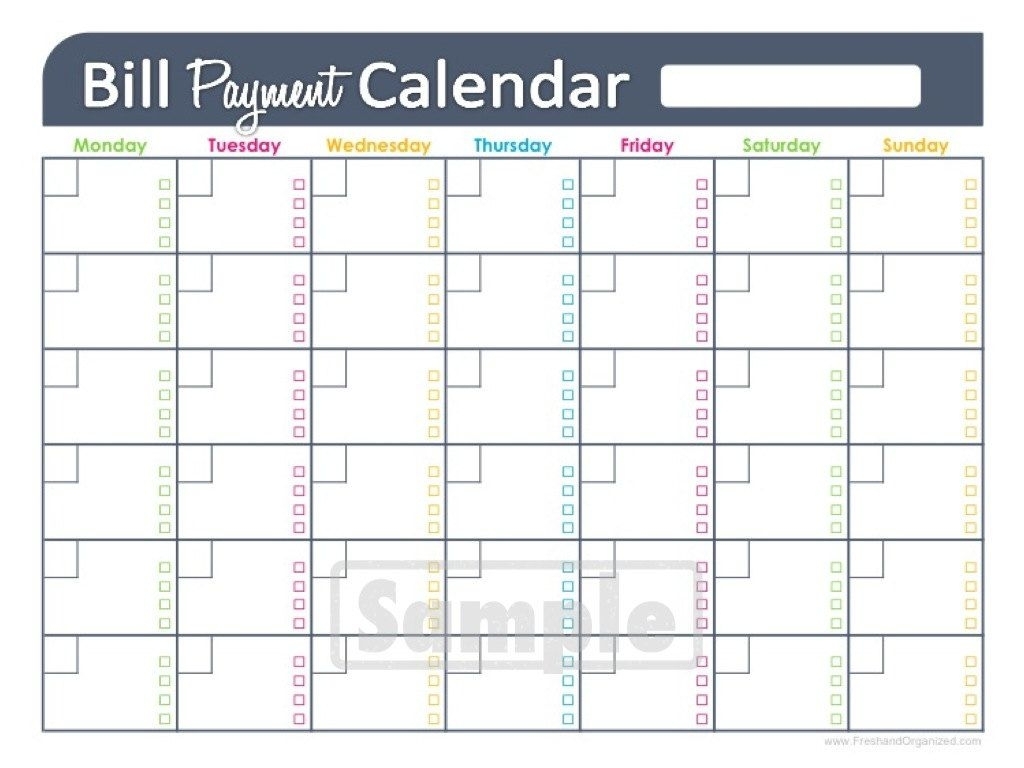 Pick Blank Calendar For Bill Pay