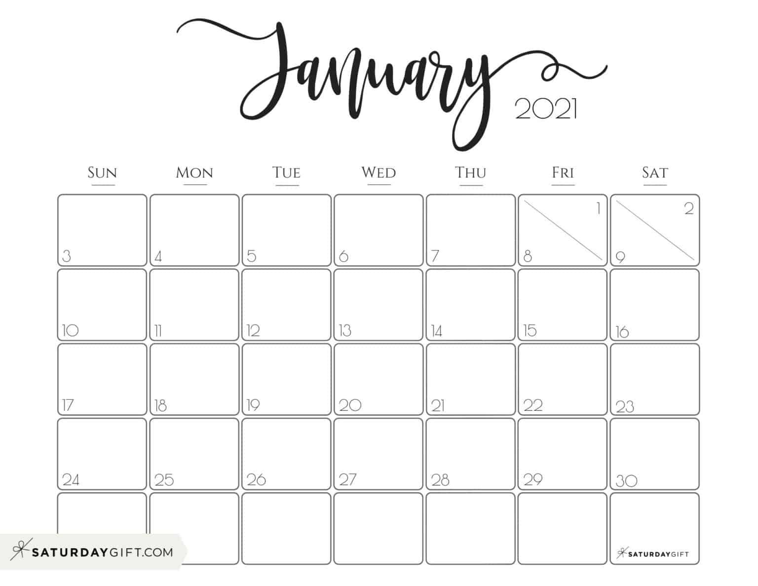 Pick Blank Calendars 2021 Printable Saturday To Friday