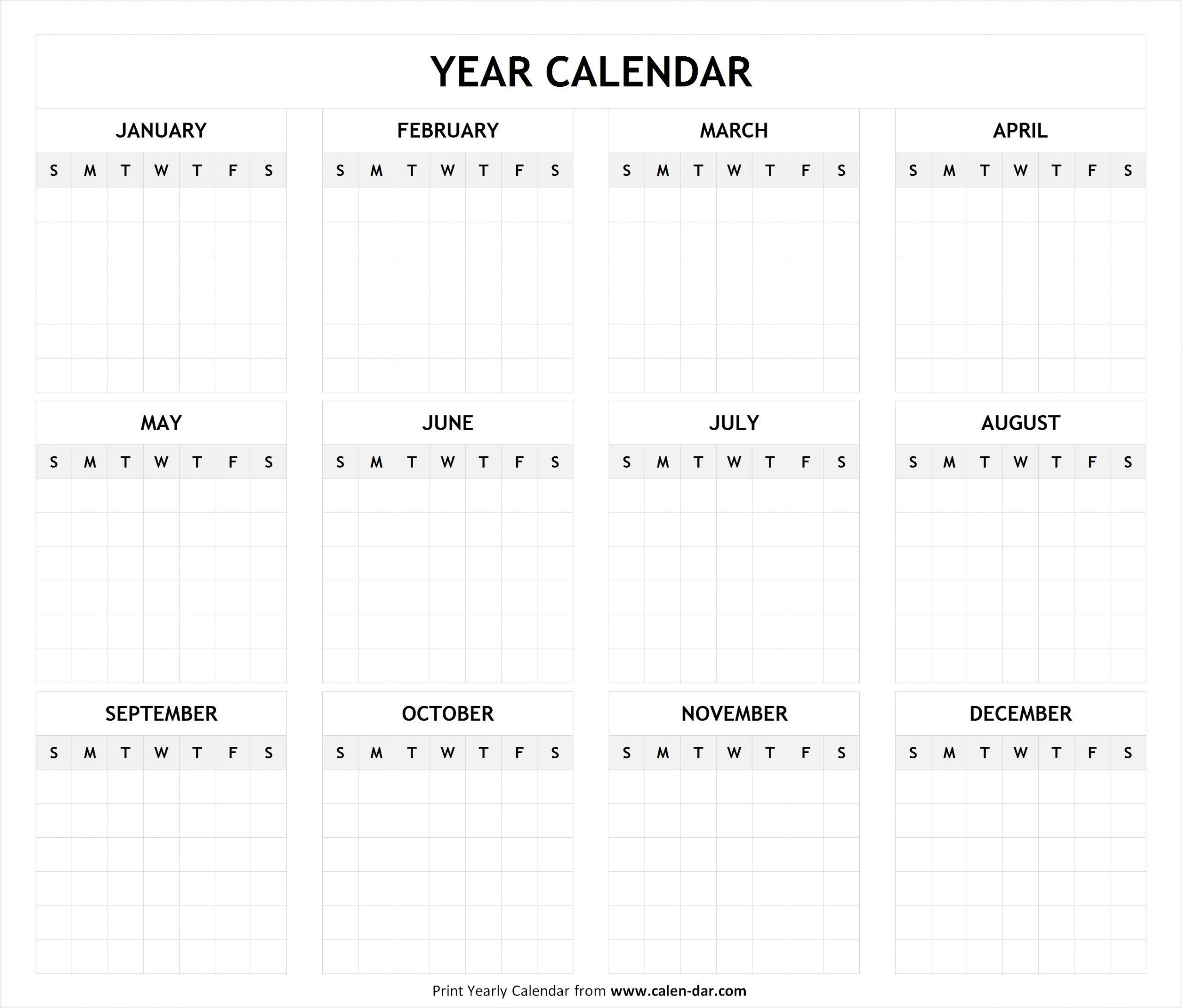 Pick Blank Full Year Calendar