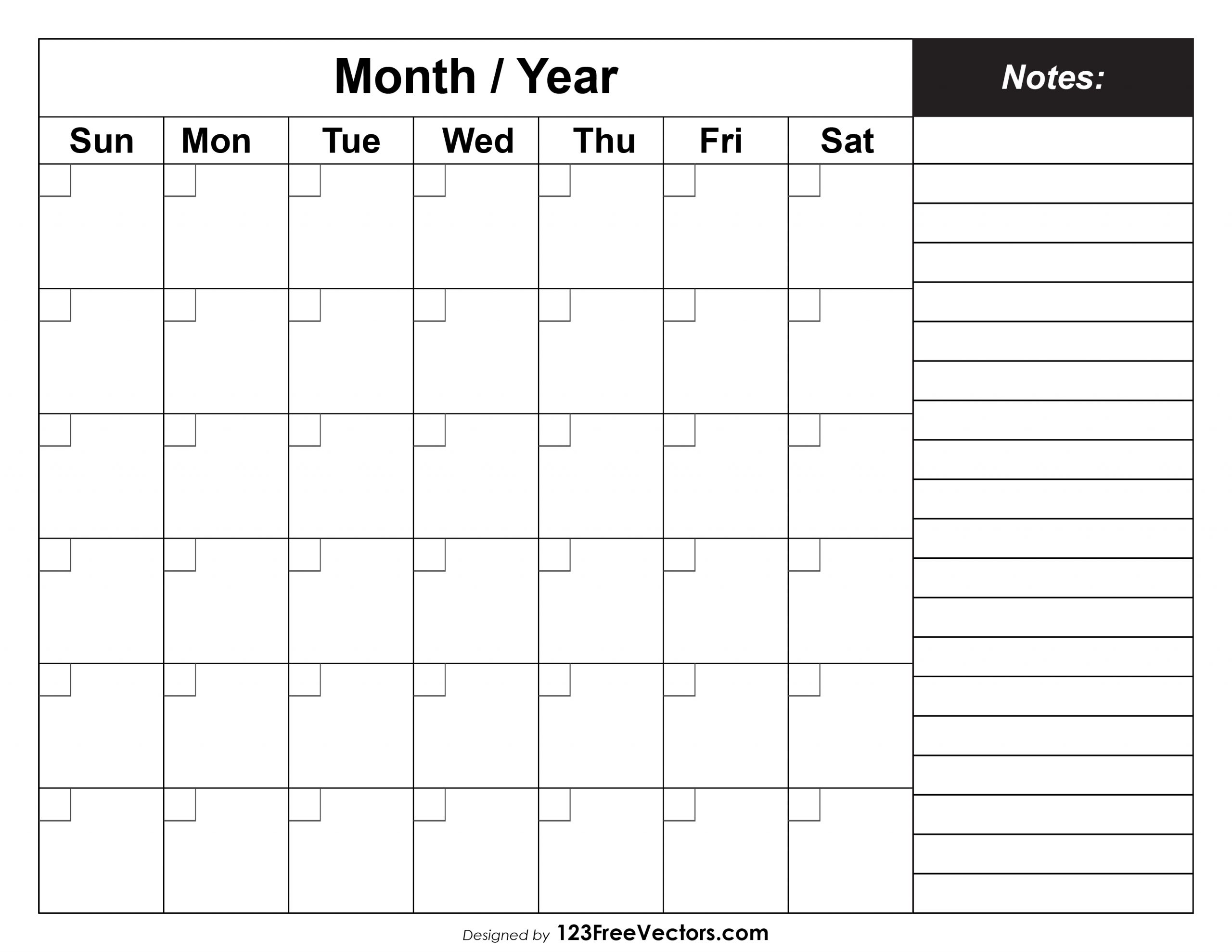 Pick Blank Monthly Calendar Template