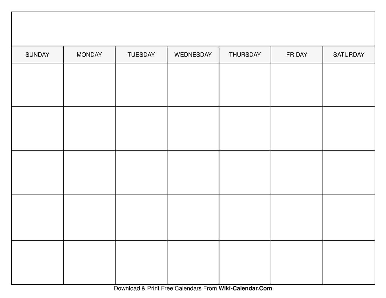 Pick Blank Monthly Calendar Template