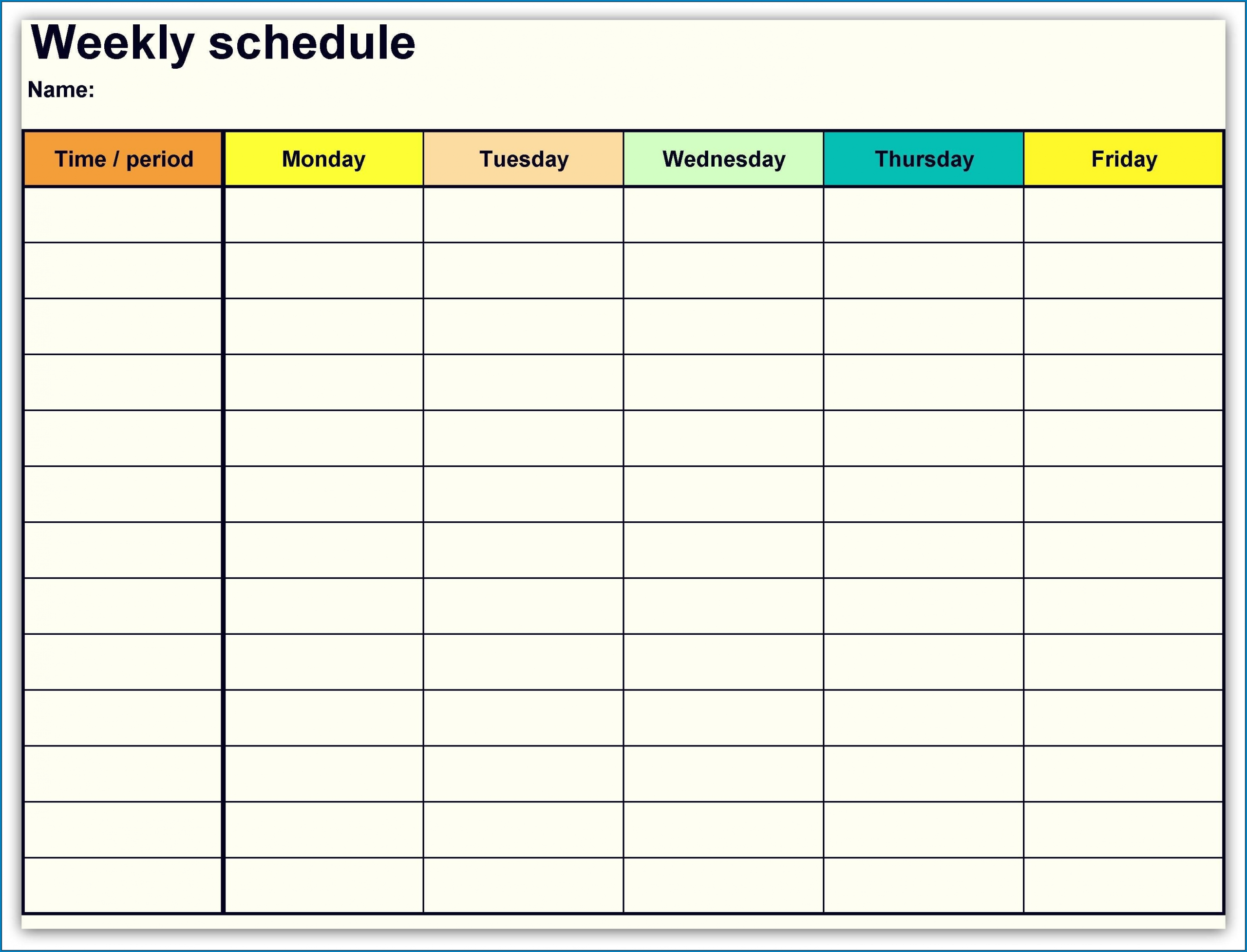 Pick Blank Weekly Schedule