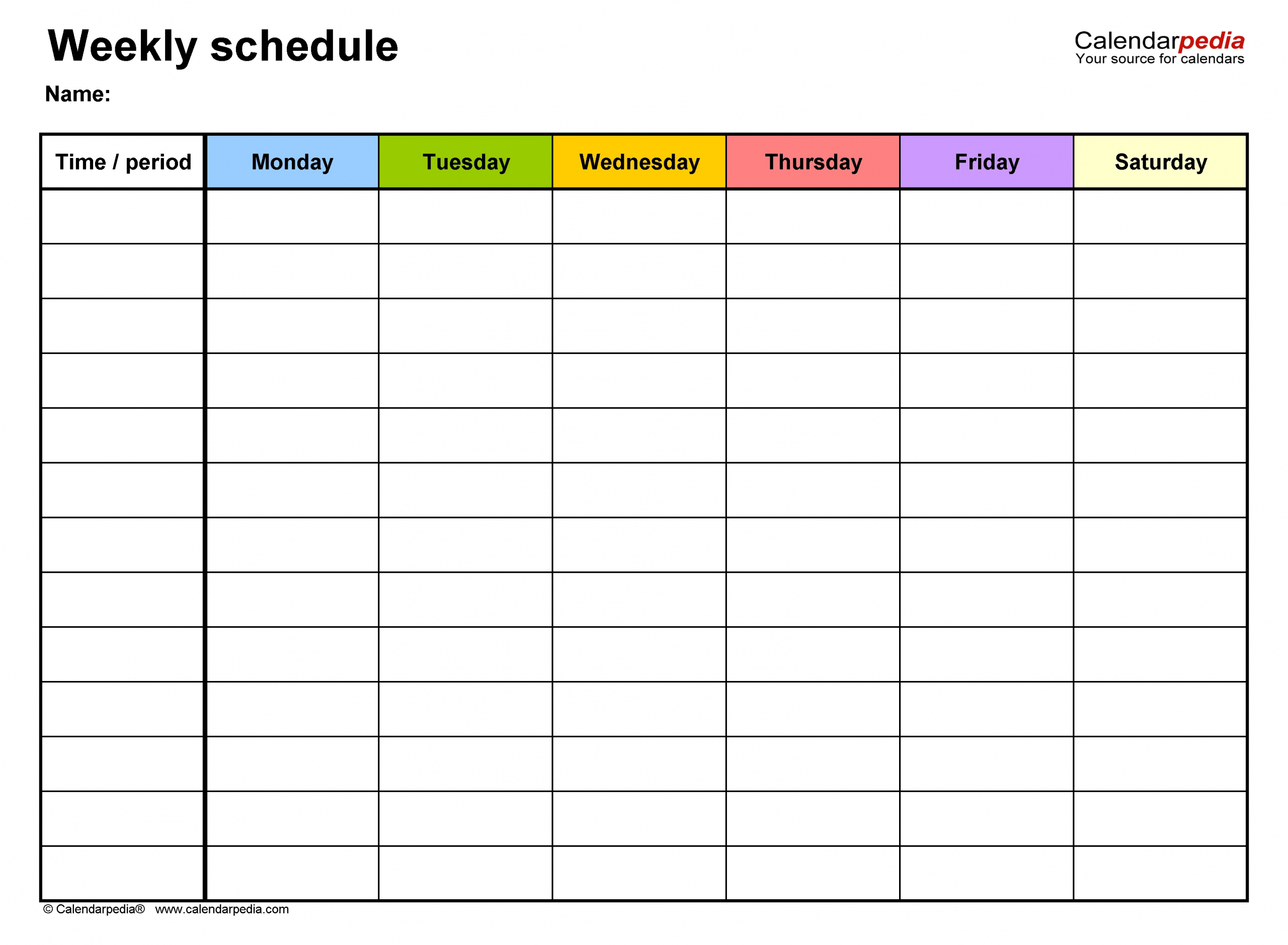 Pick Blank Work Week Calendar