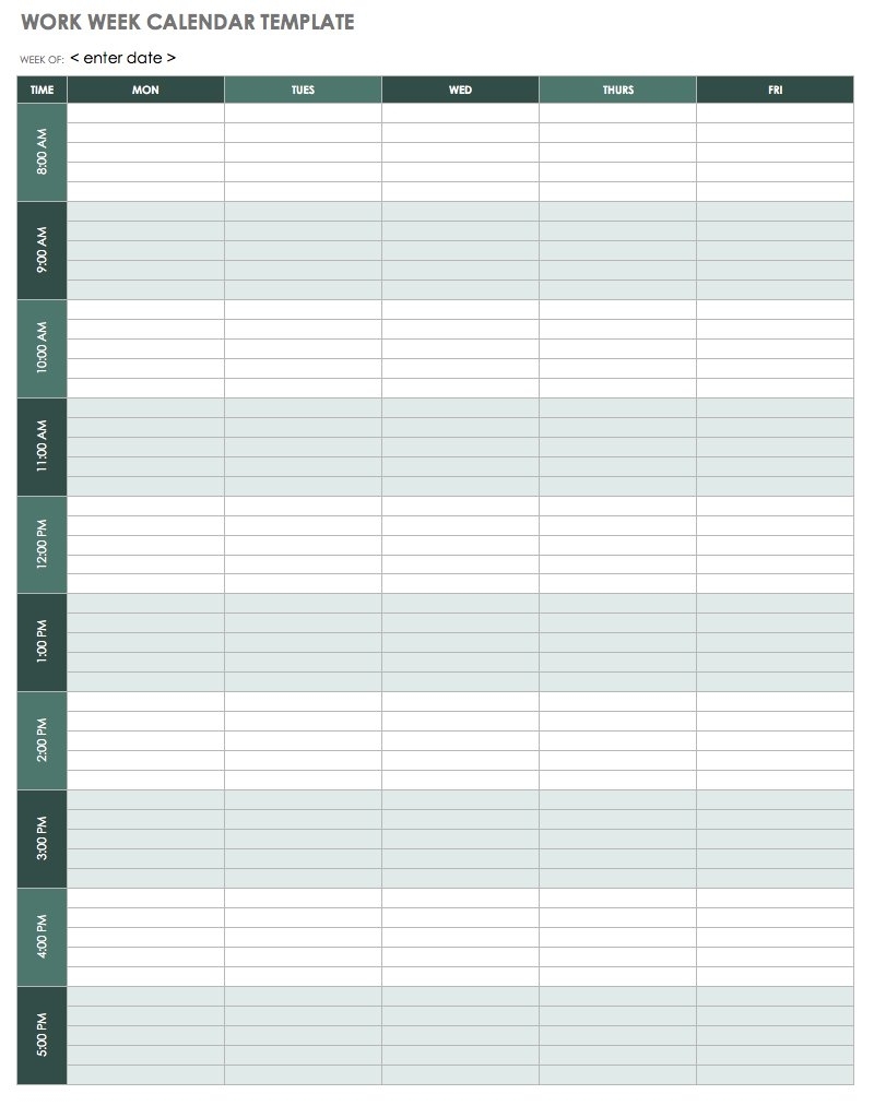 Pick Blank Work Week Calendar