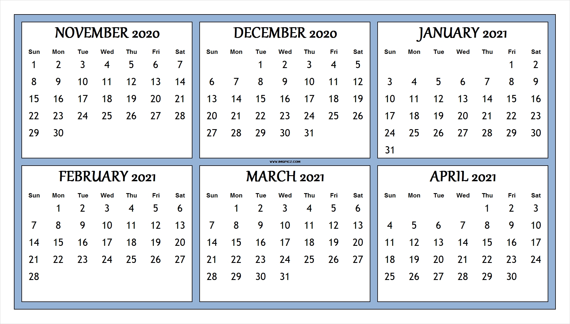 Pick Calendar 2021 Jan Feb Mar April