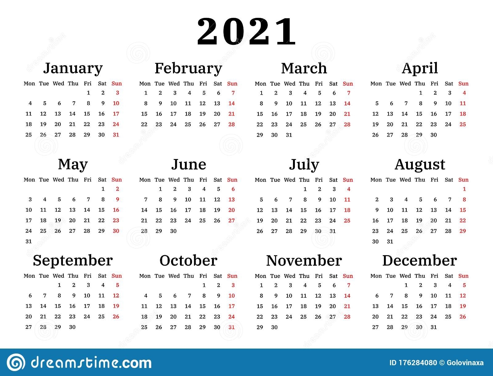 Calendar 2021 Week Starting Monday | Best Calendar Example