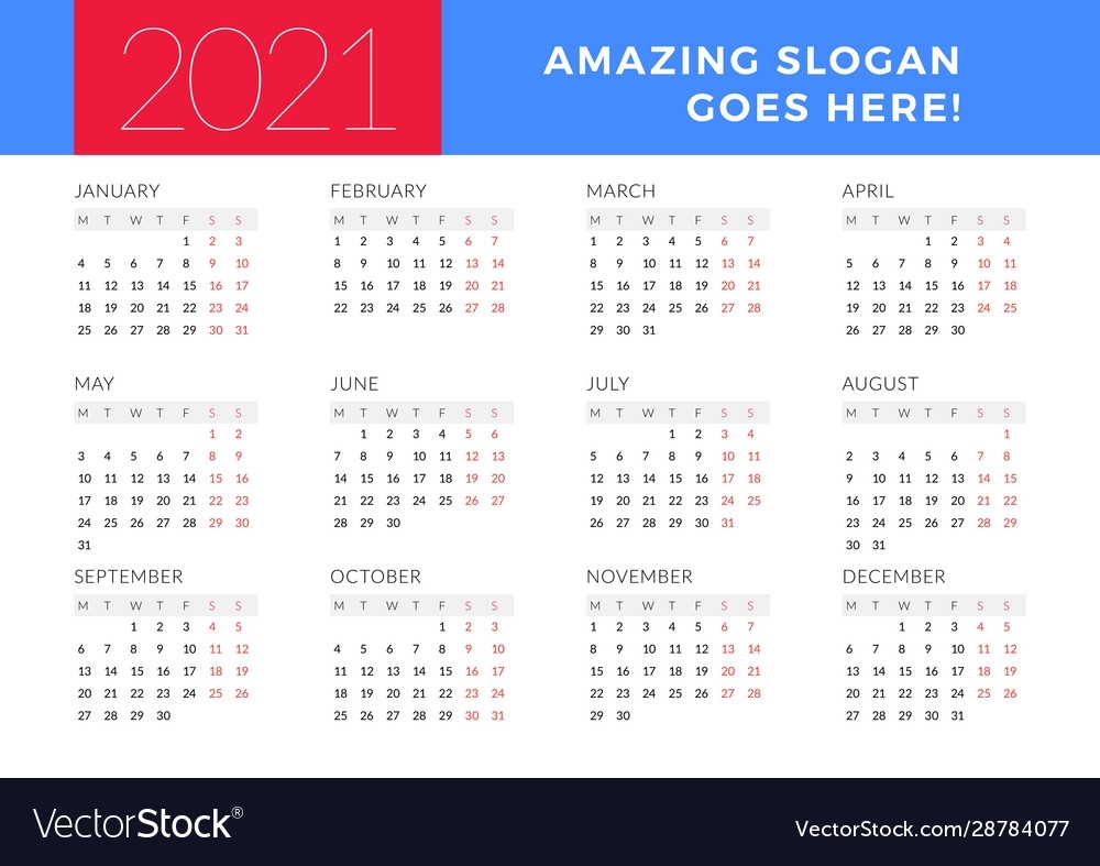 Pick Calendar 2021 Week Starting Monday