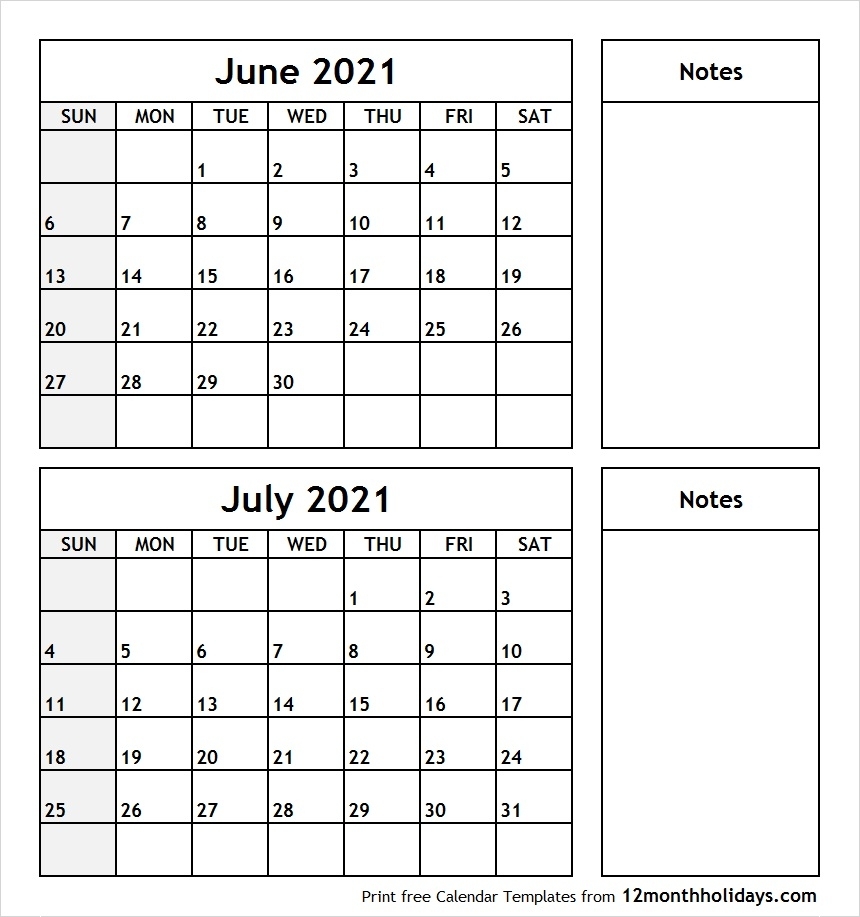 Pick Calendar For June And July 2021