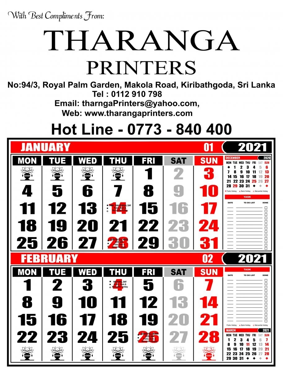 Calendars Print Sri Lanka  Best Calendar Example