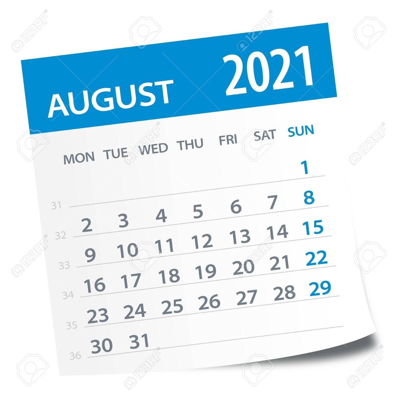 Pick Clip Art Calendar For August 2021