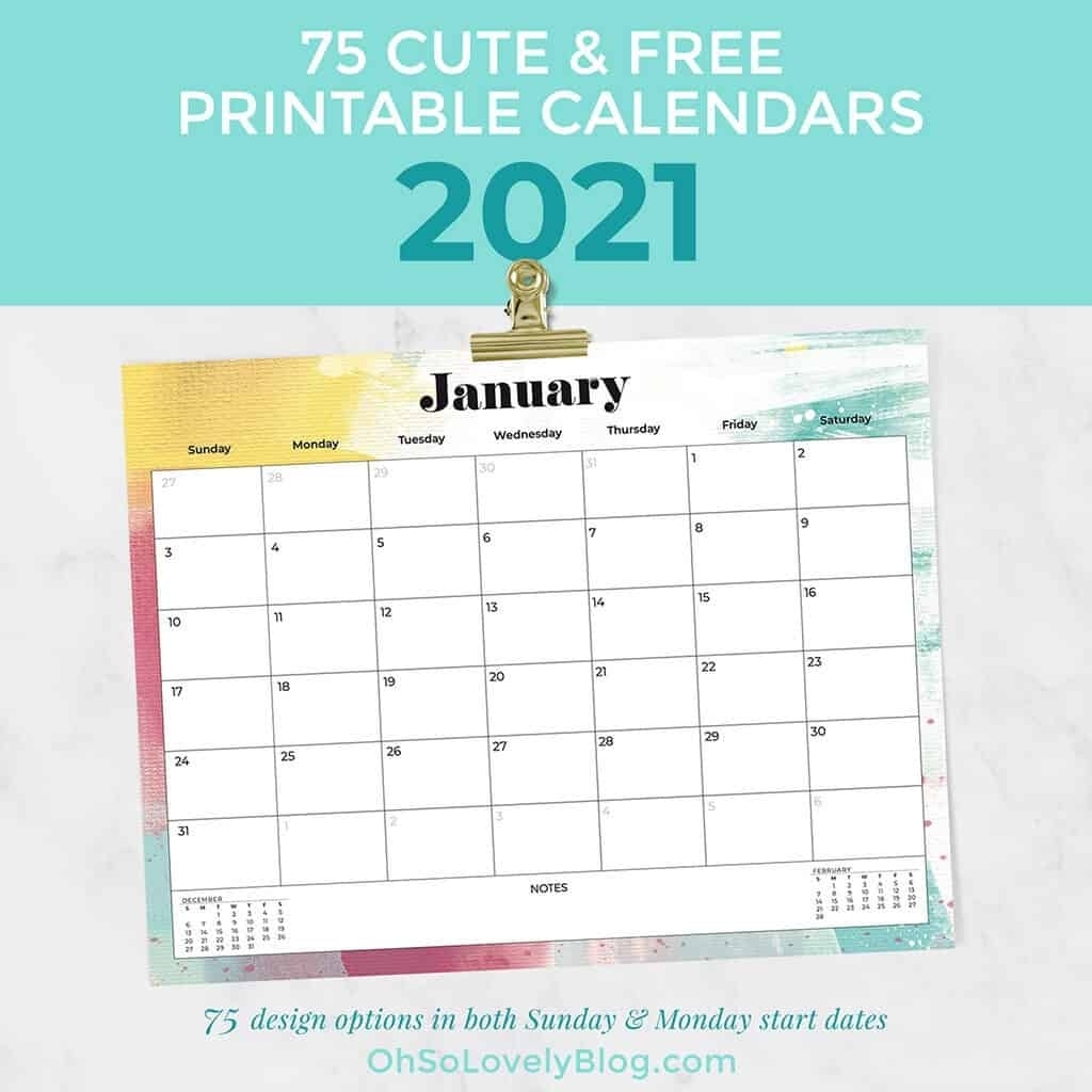 Pick Cute Printable Calendar 2021