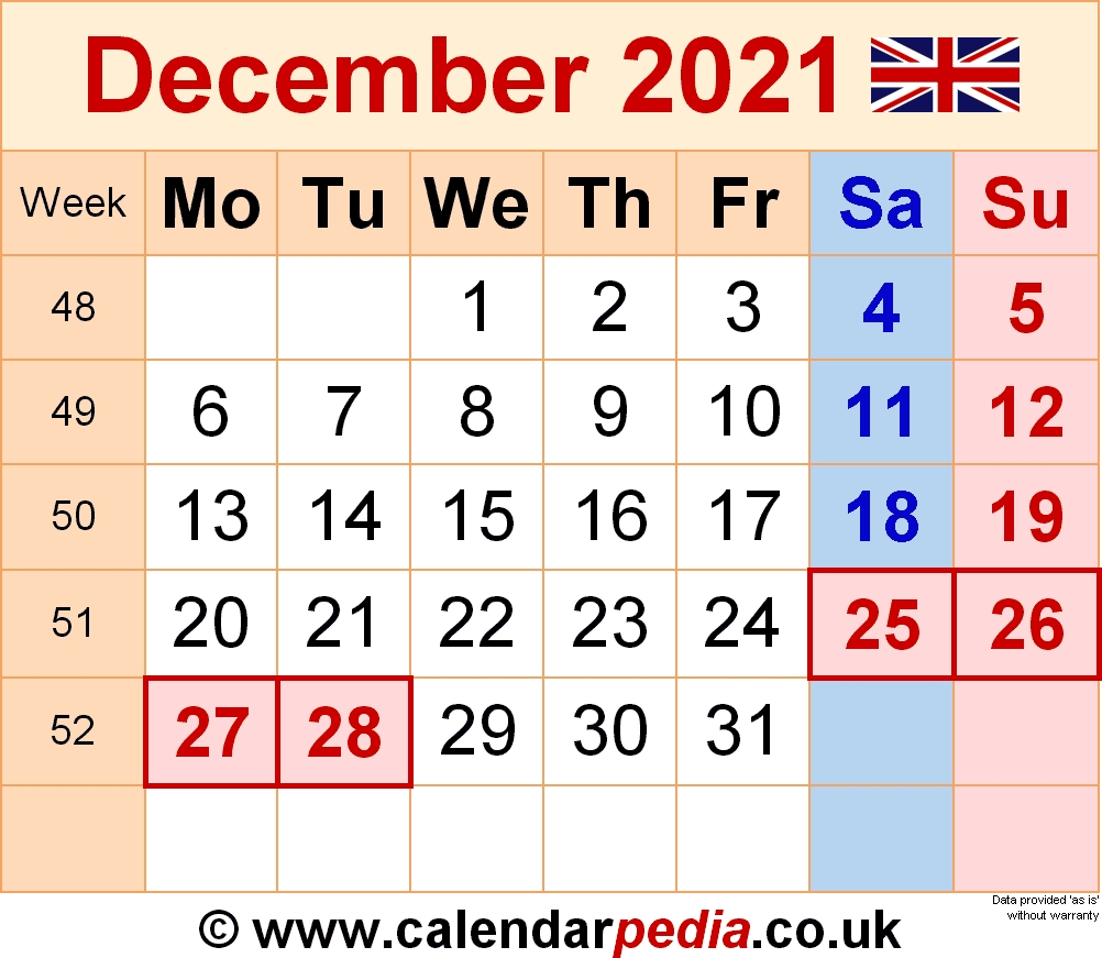 Pick Dec 2021 Calendar Uk Printable