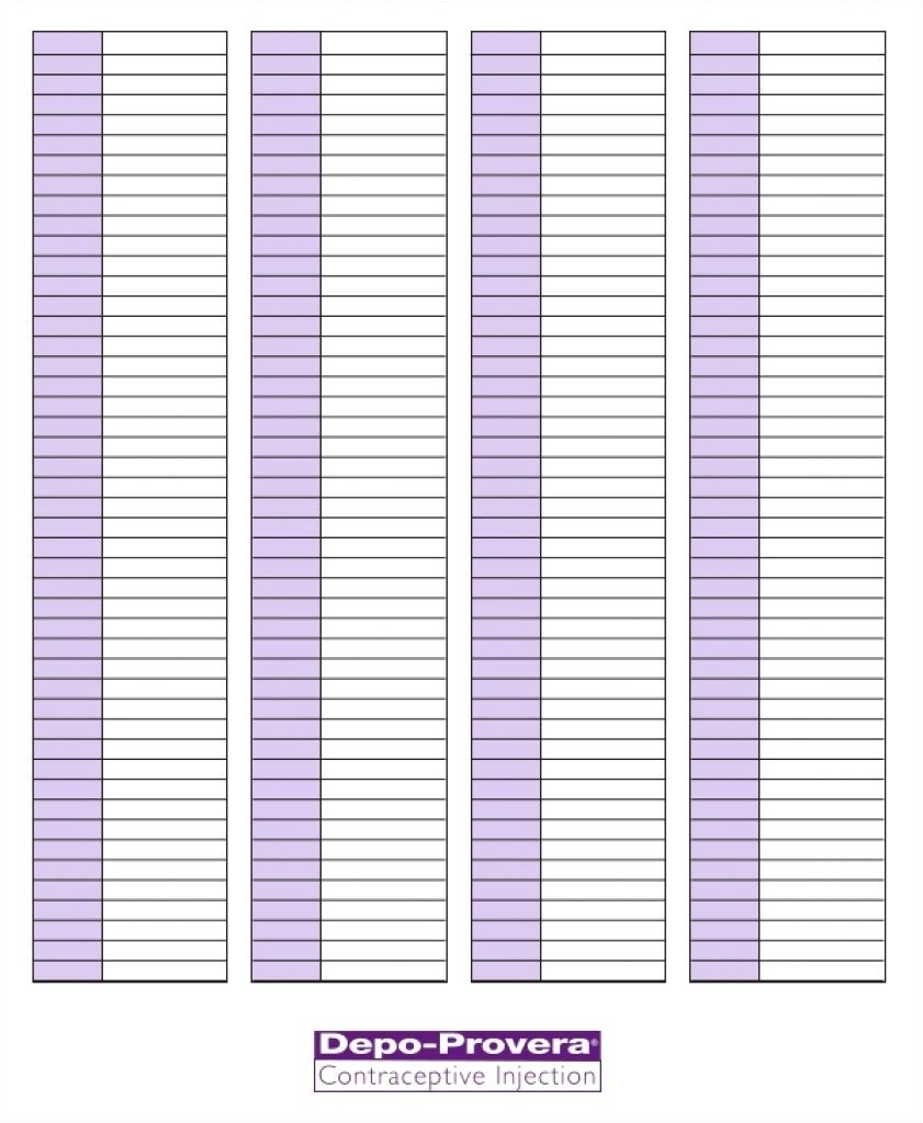 Pick Depo Schedule Chart