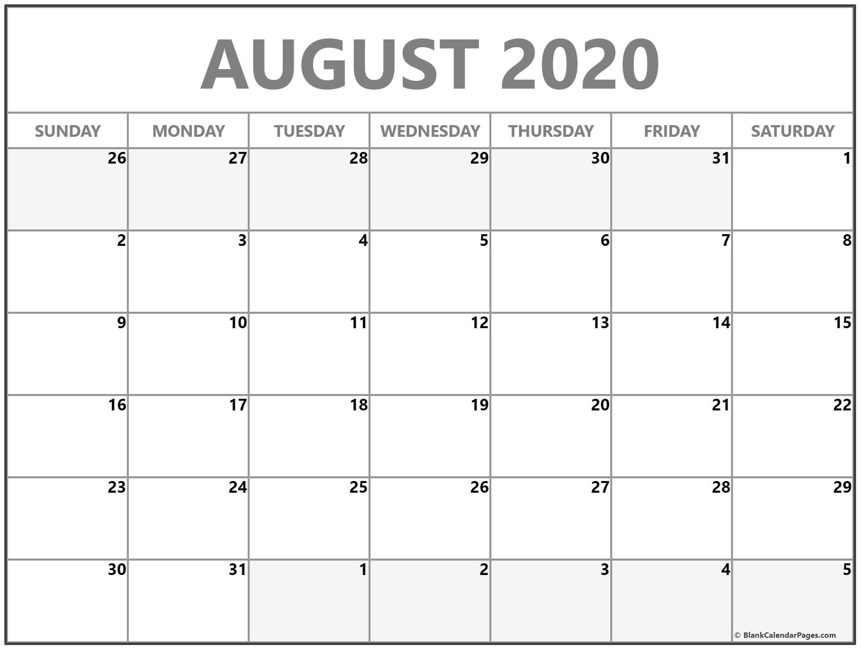 Pick Empty Calendar August Through October