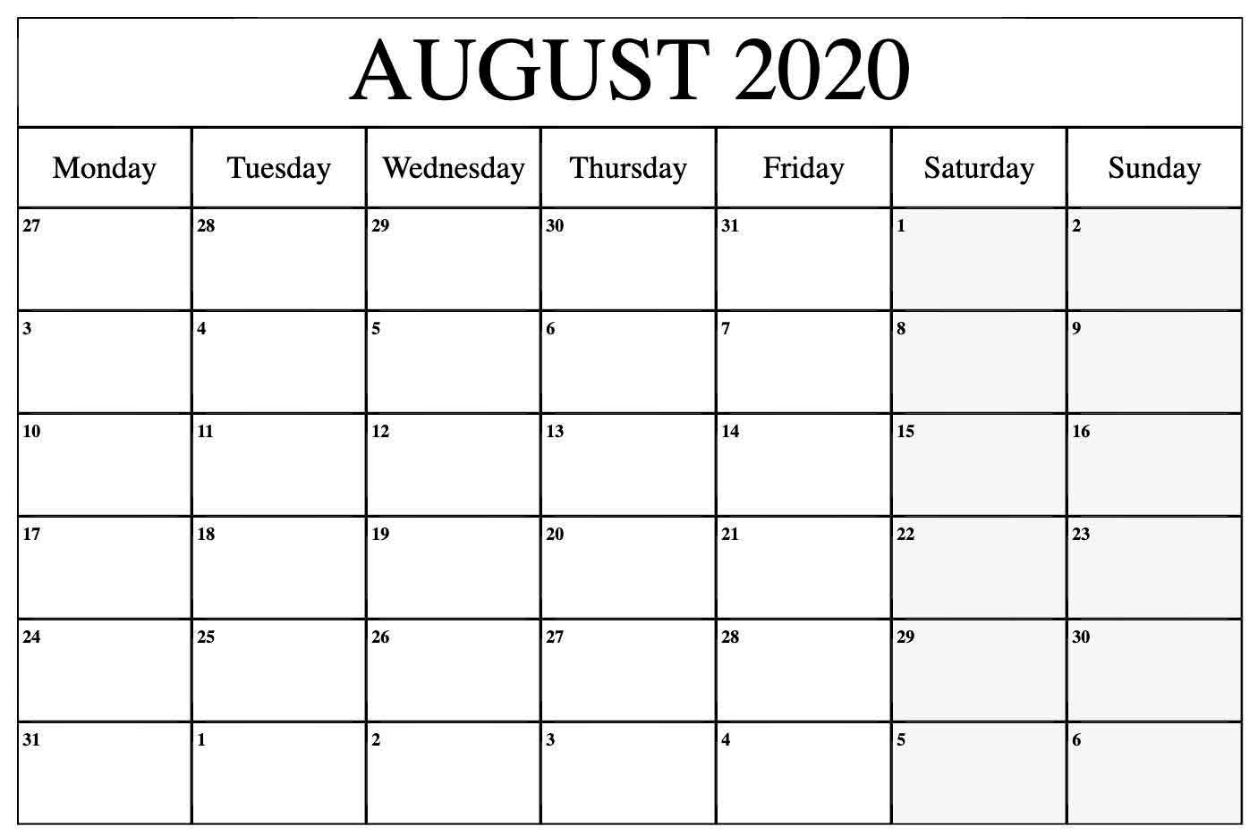 Fill In August Schedule Best Calendar Example