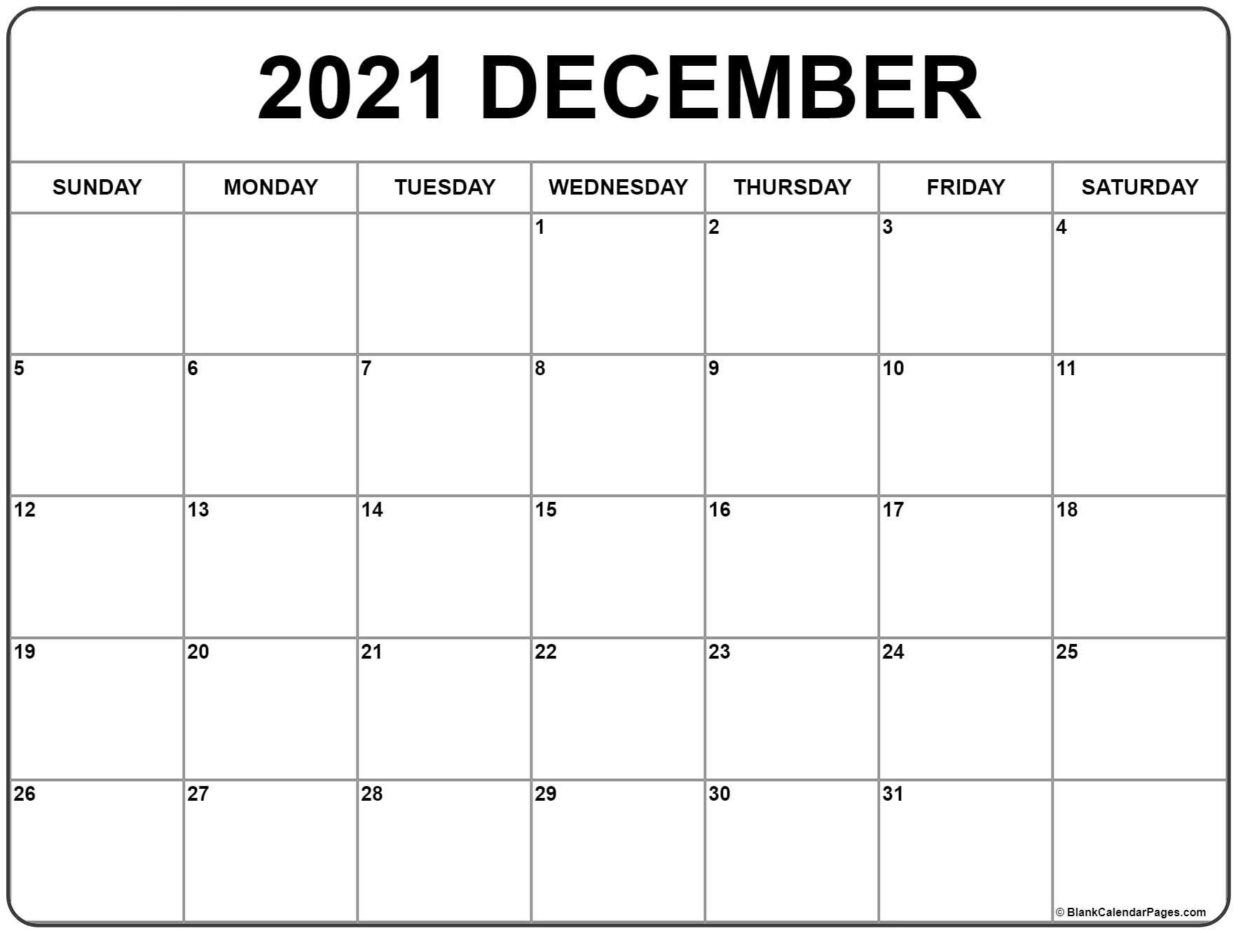 Pick Fill In December Calendar 2021