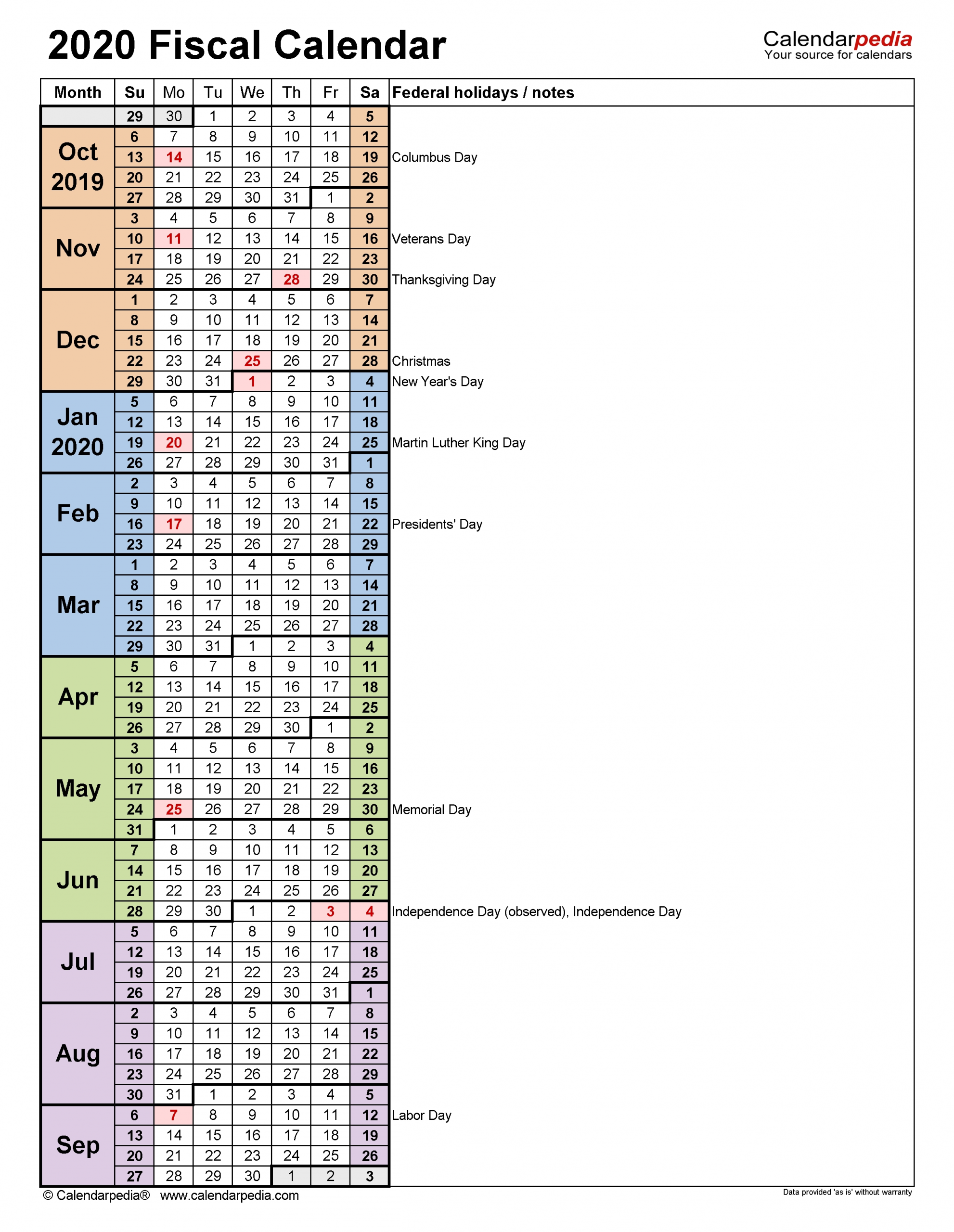 Pick Financial Fiscal Weeks