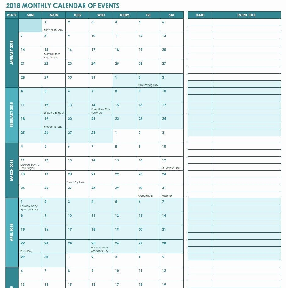 Pick Free Monthly Activities Calendar