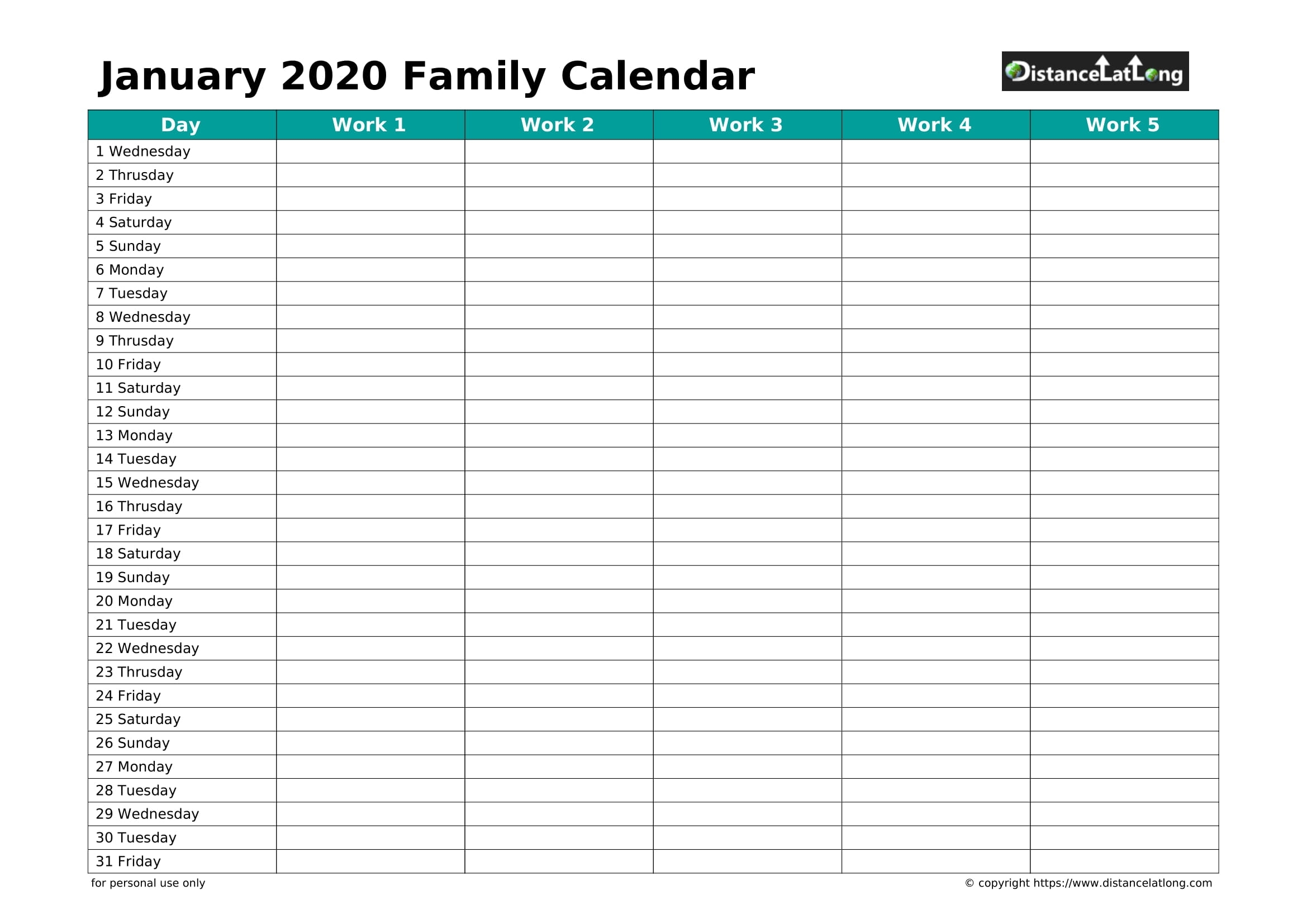 Pick Free Printable 30 Day Calendar