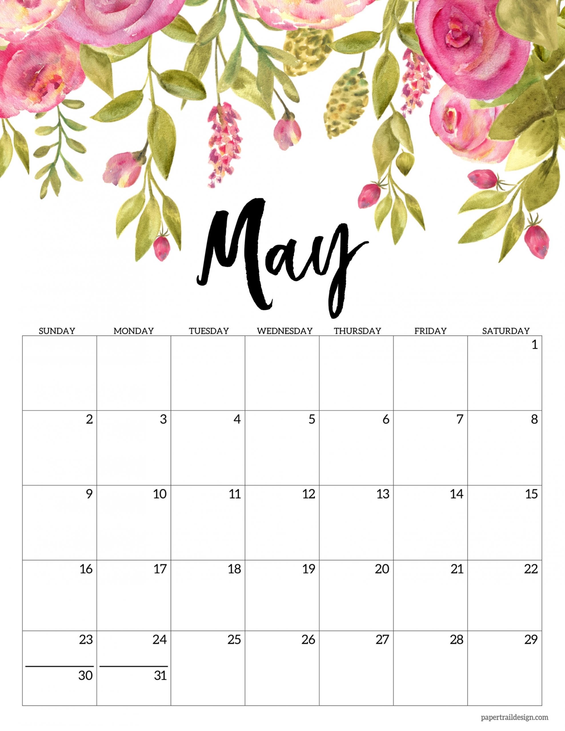 Pick Free Printable Floral Calendar 2021