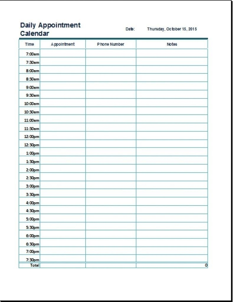 Weekly Appointment Calendar Word Template Amara Paige