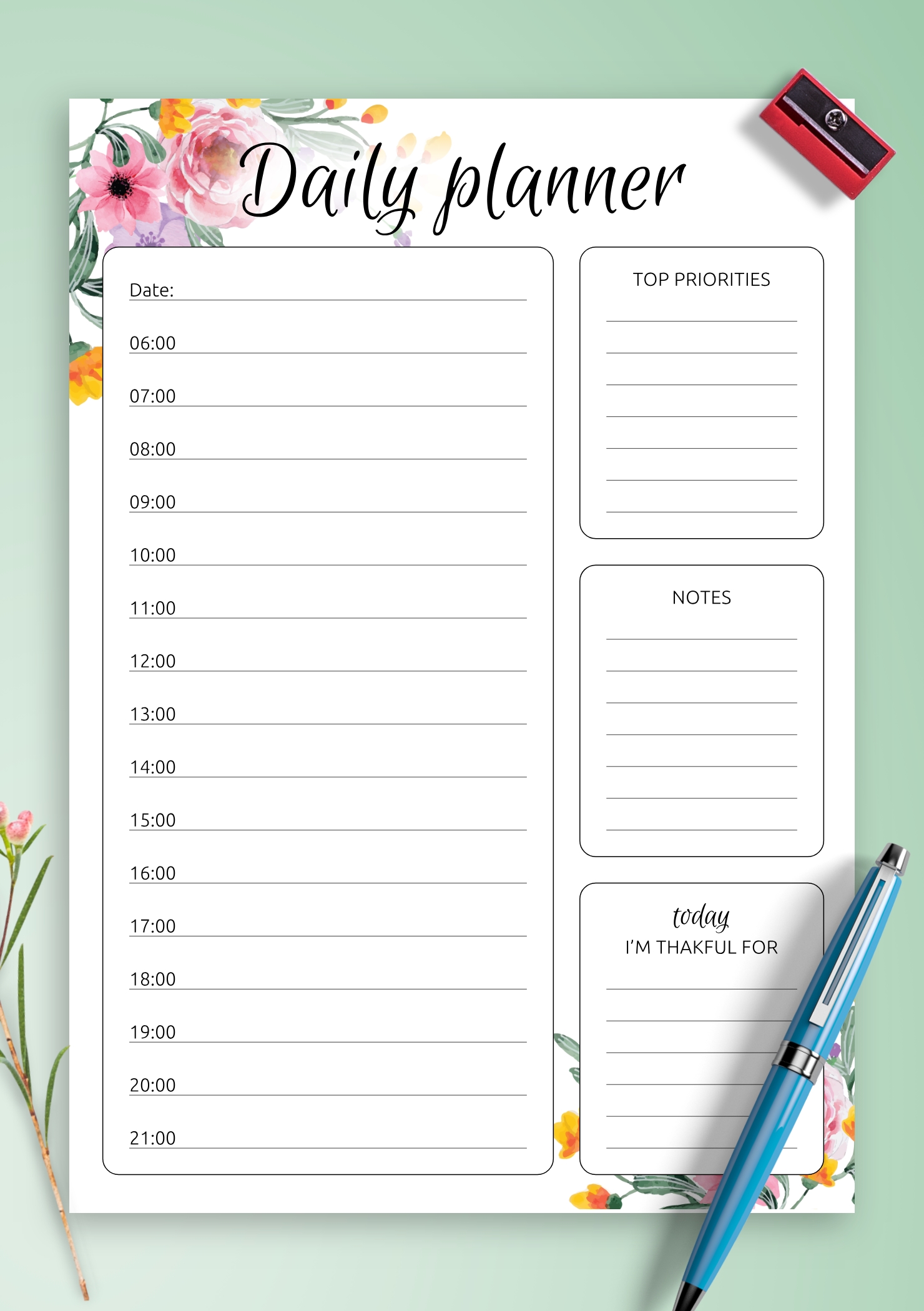 Pick Hour By Hour Day Template